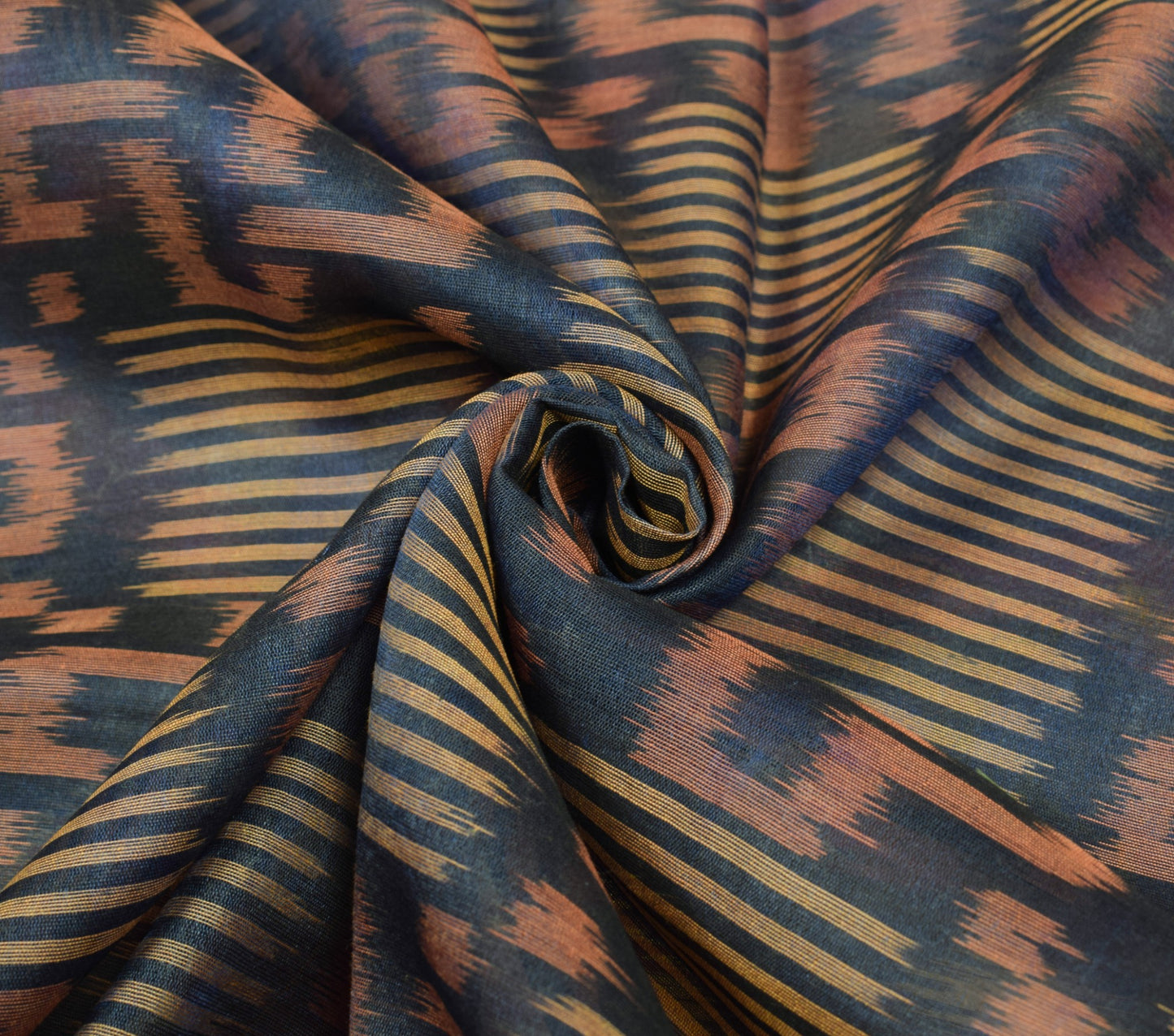 Sushila Vintage Blue Hand Woven Saree Pure Cotton Silk Pochampally Ikat 5Yd Sari