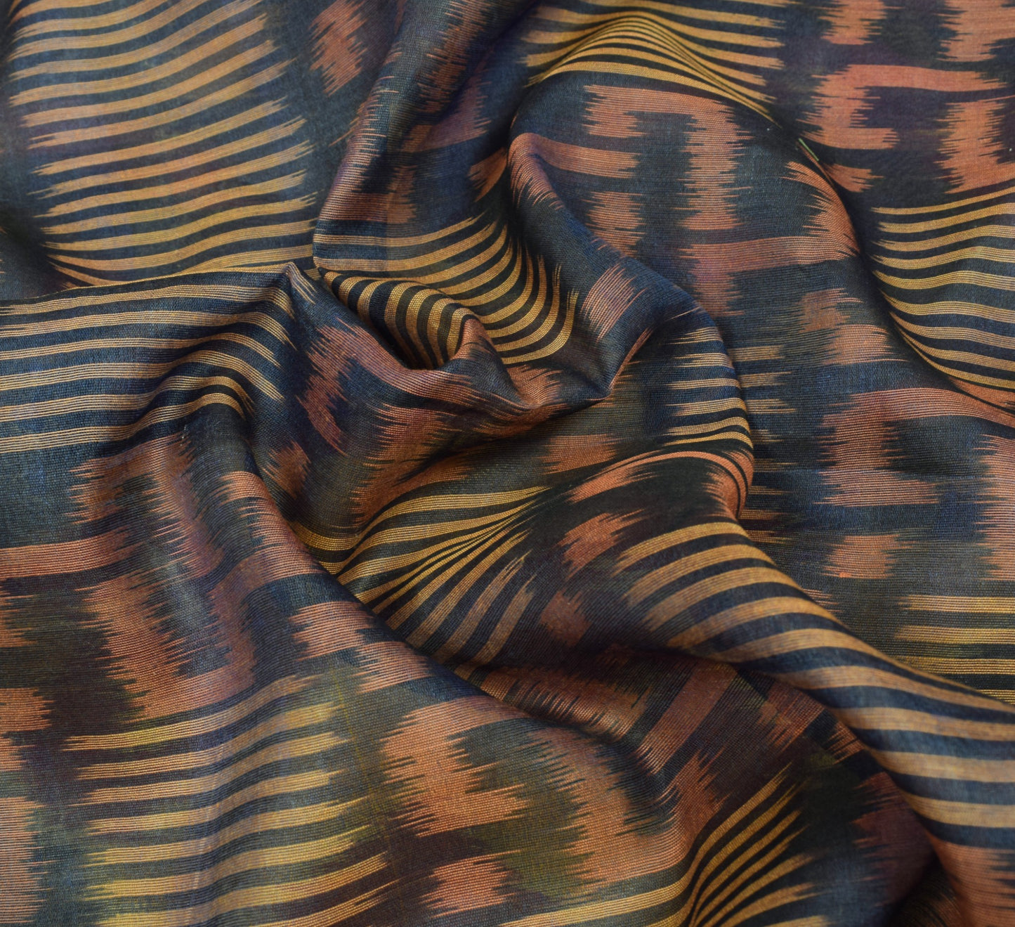 Sushila Vintage Blue Hand Woven Saree Pure Cotton Silk Pochampally Ikat 5Yd Sari