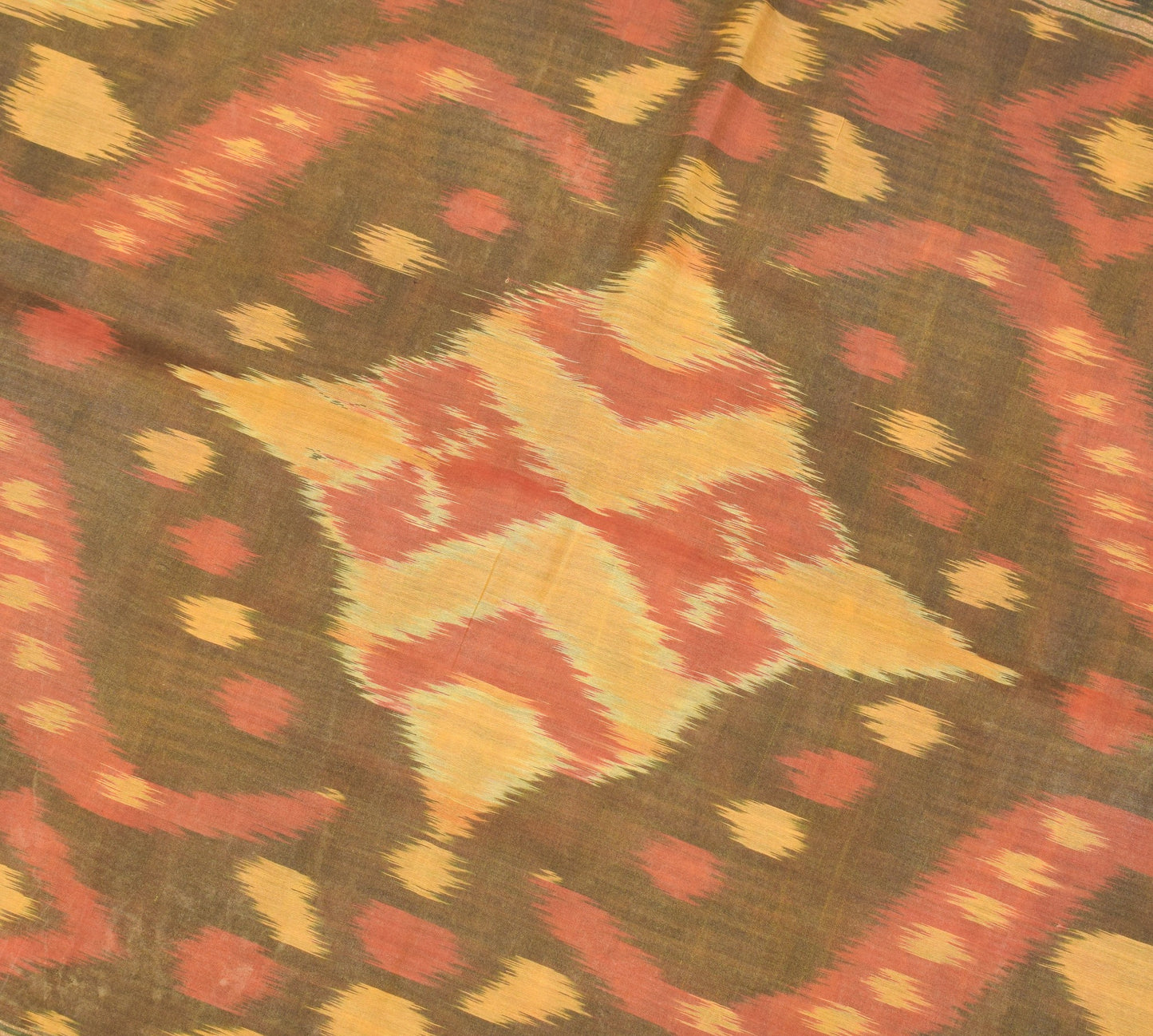 Sushila Vintage Blue Hand Woven Saree Pure Cotton Silk Pochampally Ikat 5Yd Sari