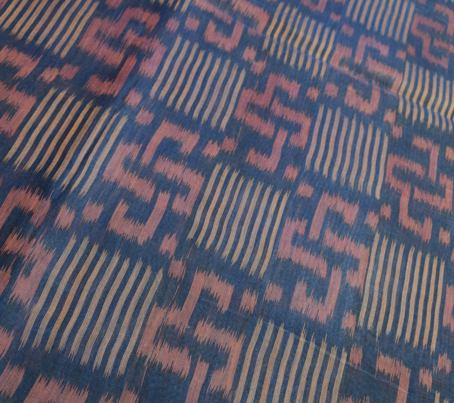 Sushila Vintage Blue Hand Woven Saree Pure Cotton Silk Pochampally Ikat 5Yd Sari