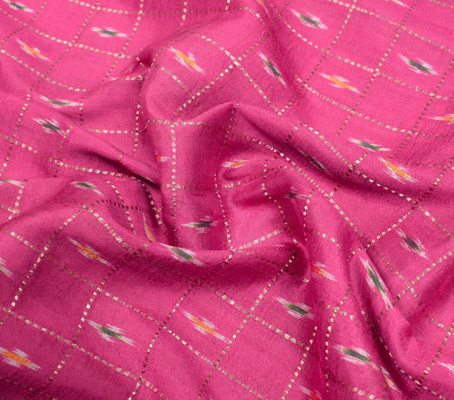 Sushila Vintage Magenta Green Saree Pure Silk Handloom Ikat Patola Sari Fabric
