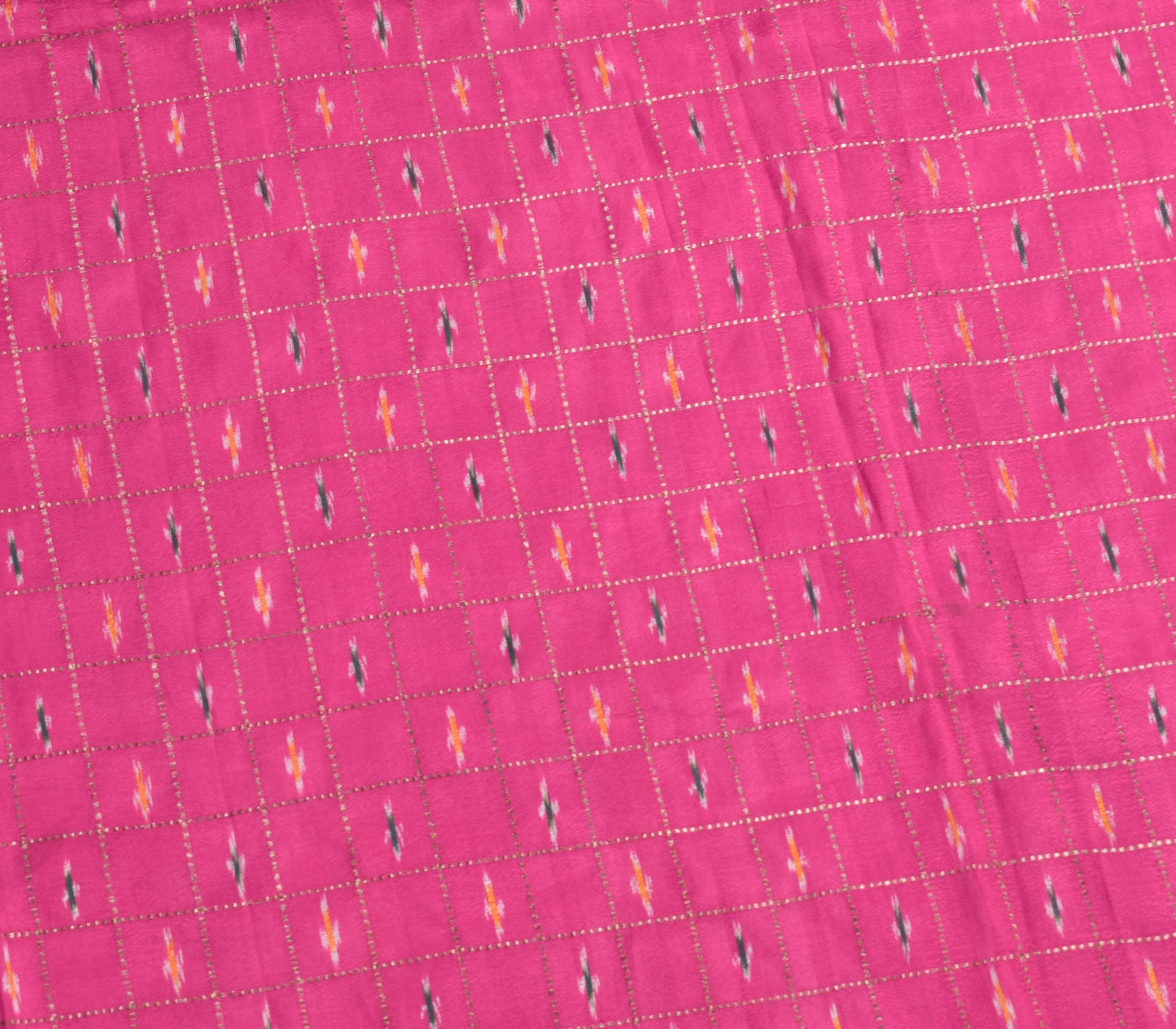Sushila Vintage Magenta Green Saree Pure Silk Handloom Ikat Patola Sari Fabric