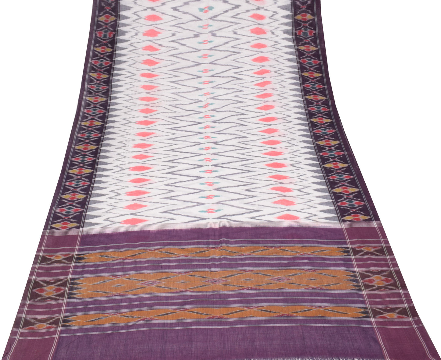 Sushila Vintage Sambalpuri Ikat Saree Pure Cotton Hand Woven Patola Sari Fabric