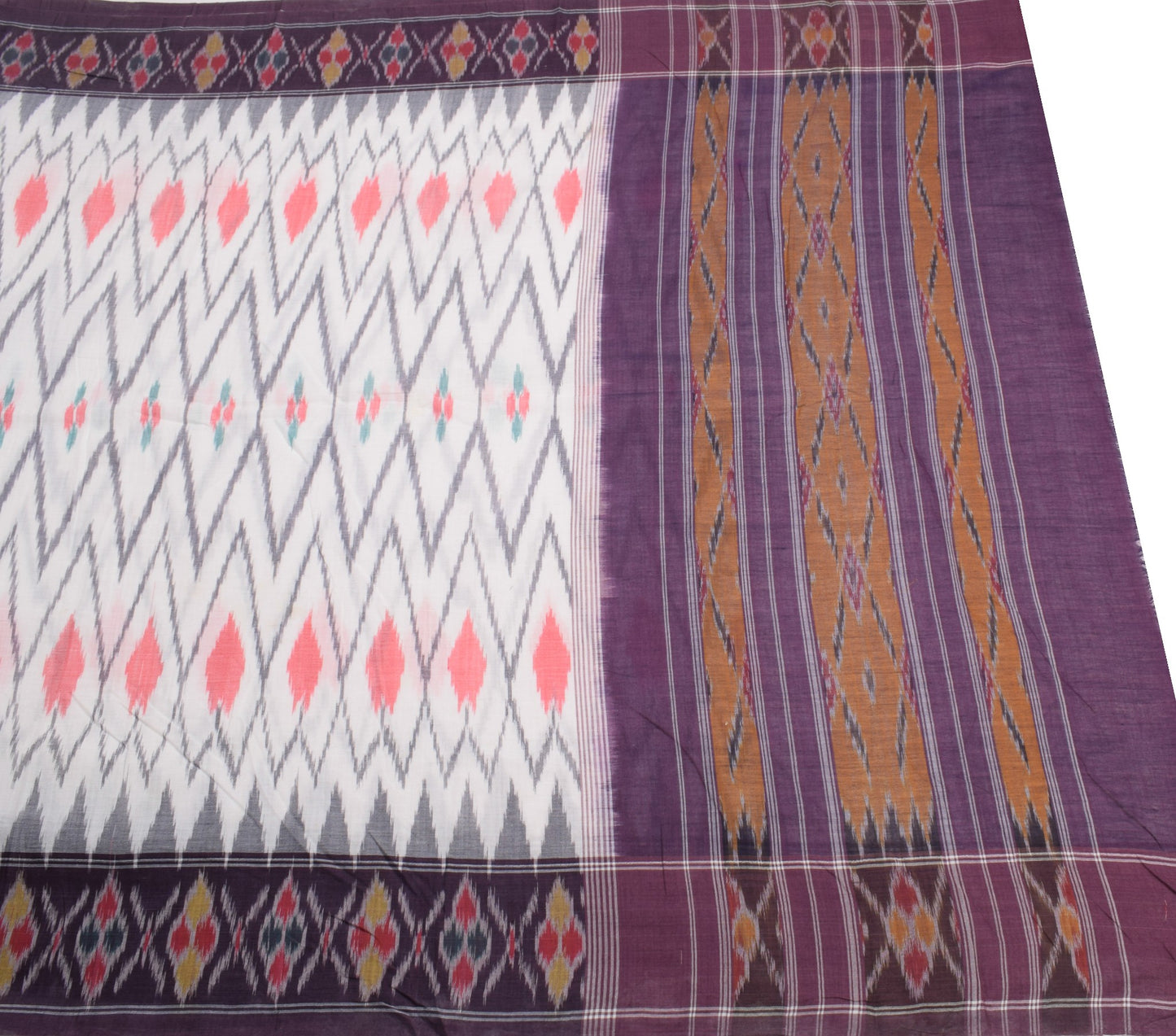 Sushila Vintage Sambalpuri Ikat Saree Pure Cotton Hand Woven Patola Sari Fabric