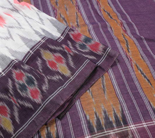 Sushila Vintage Sambalpuri Ikat Saree Pure Cotton Hand Woven Patola Sari Fabric