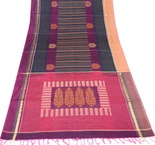 Sushila Vintage Handloom Multicolor Saree Pure Cotton Silk Pochampally Ikat Sari