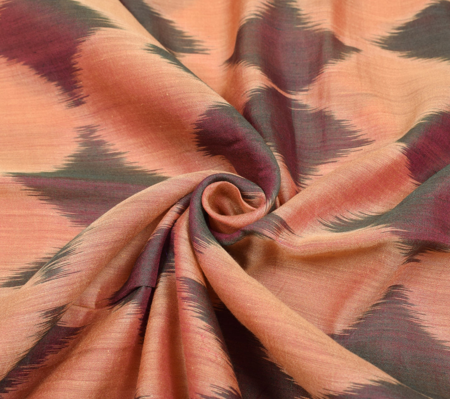 Sushila Vintage Peach Saree Pure Cotton Silk Hand Woven Pochampally Ikat Sari