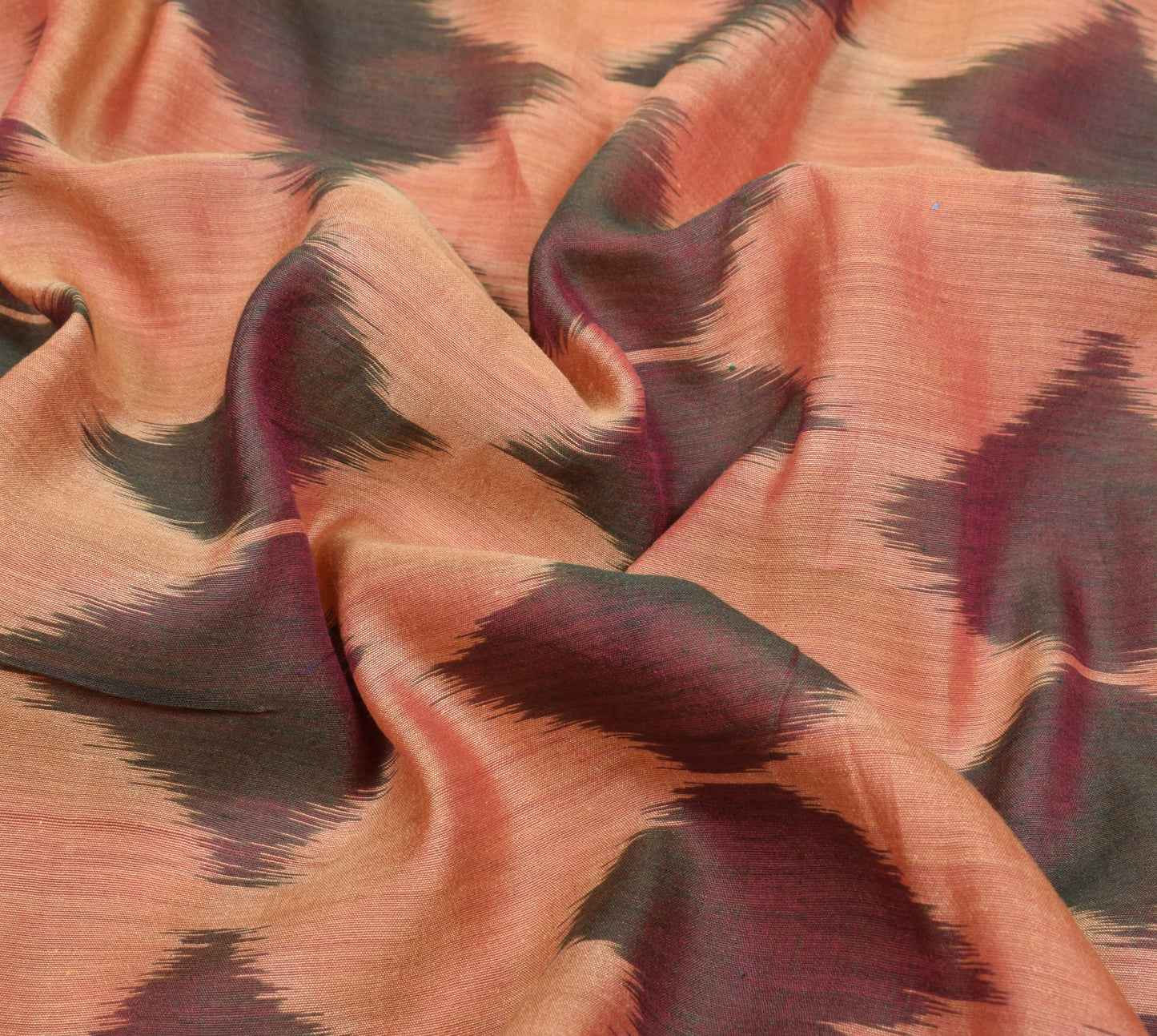 Sushila Vintage Peach Saree Pure Cotton Silk Hand Woven Pochampally Ikat Sari