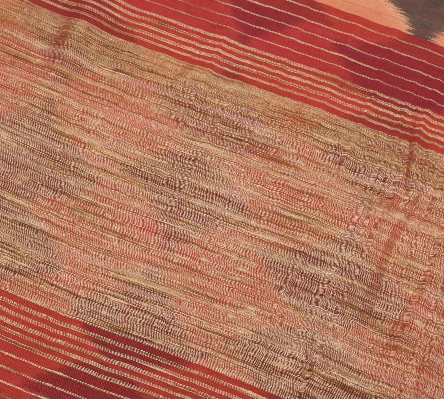 Sushila Vintage Peach Saree Pure Cotton Silk Hand Woven Pochampally Ikat Sari