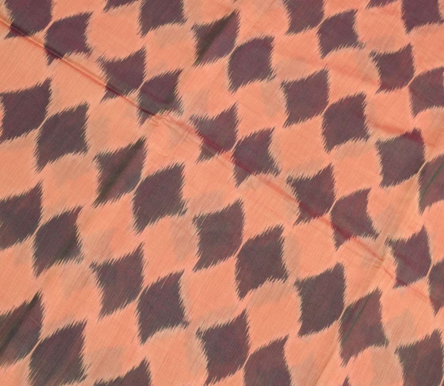 Sushila Vintage Peach Saree Pure Cotton Silk Hand Woven Pochampally Ikat Sari