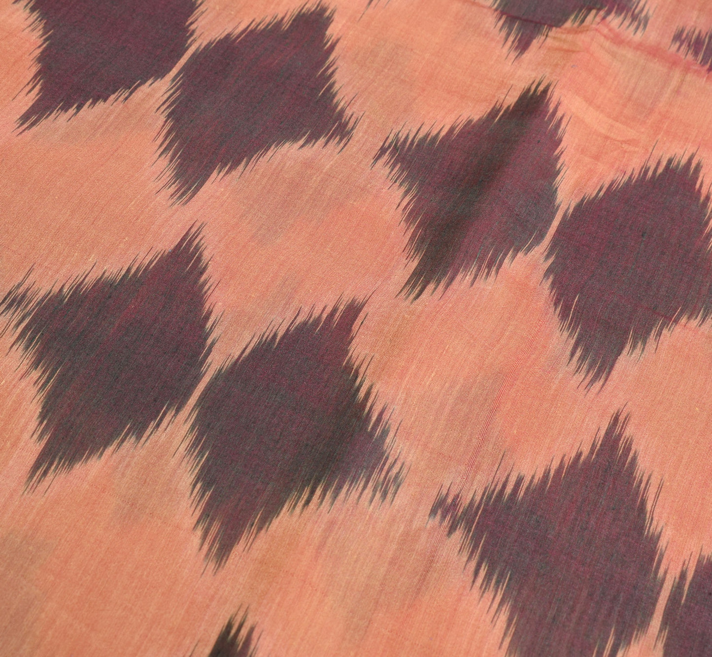 Sushila Vintage Peach Saree Pure Cotton Silk Hand Woven Pochampally Ikat Sari