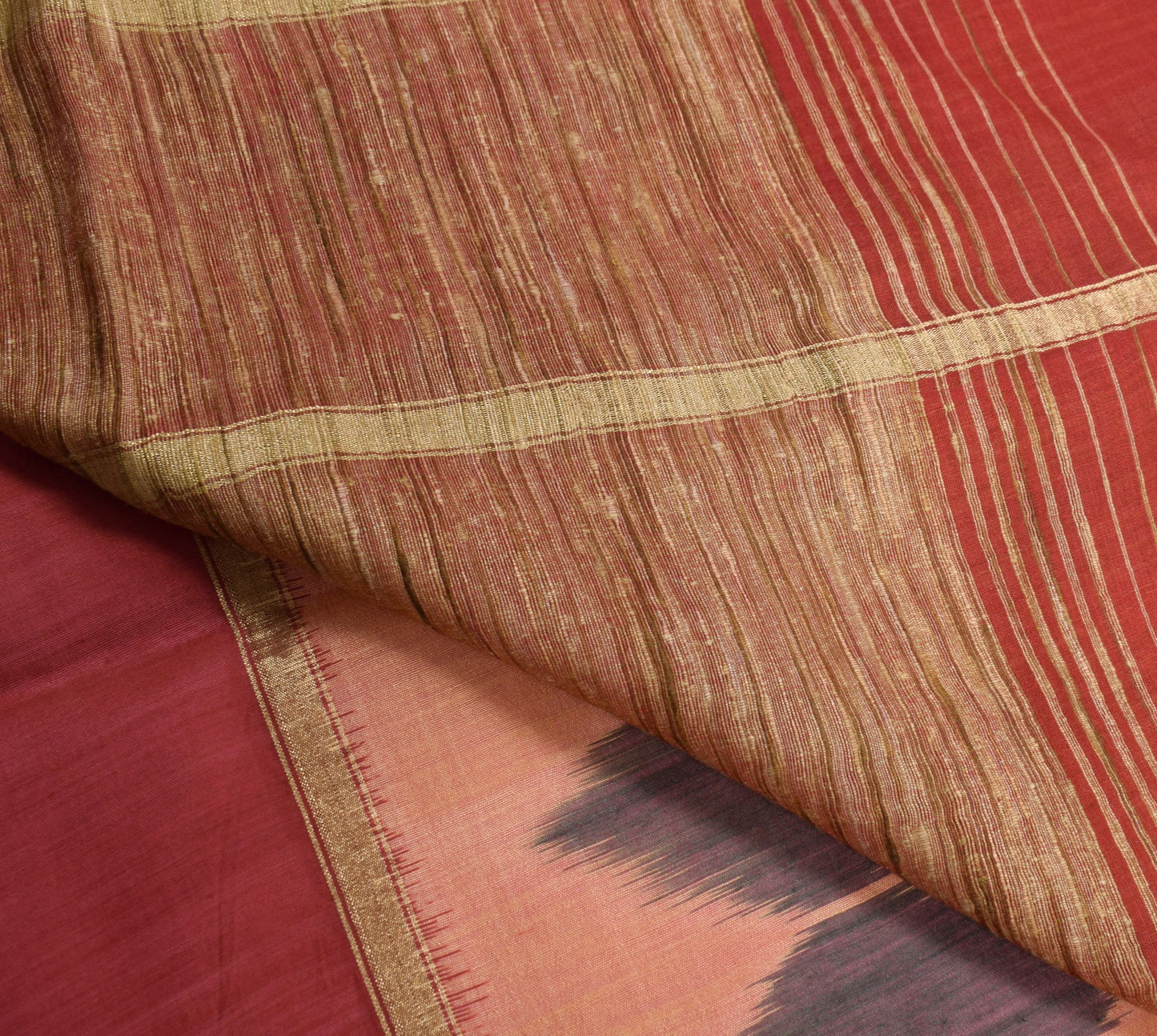 Sushila Vintage Peach Saree Pure Cotton Silk Hand Woven Pochampally Ikat Sari