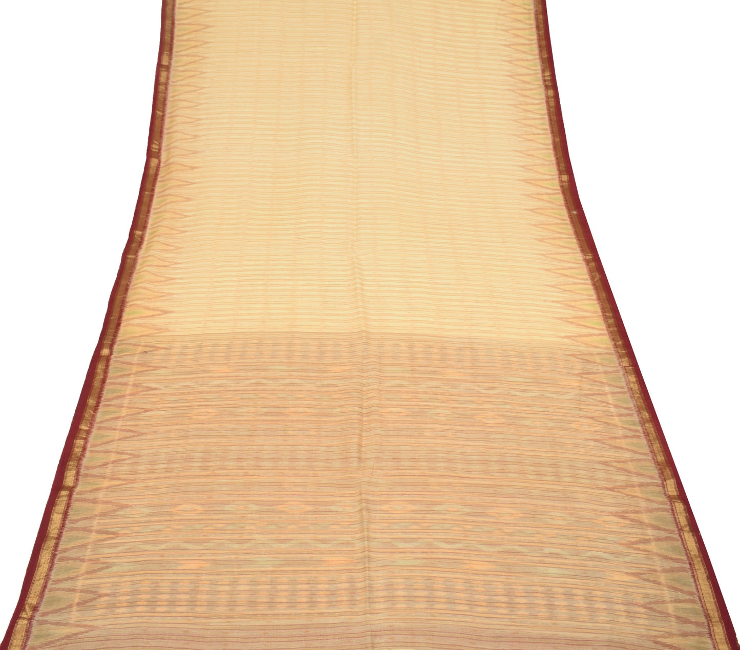 Sushila Vintage Cream Saree Pure Cotton Silk Hand Woven Ikat Patola Sari Fabric