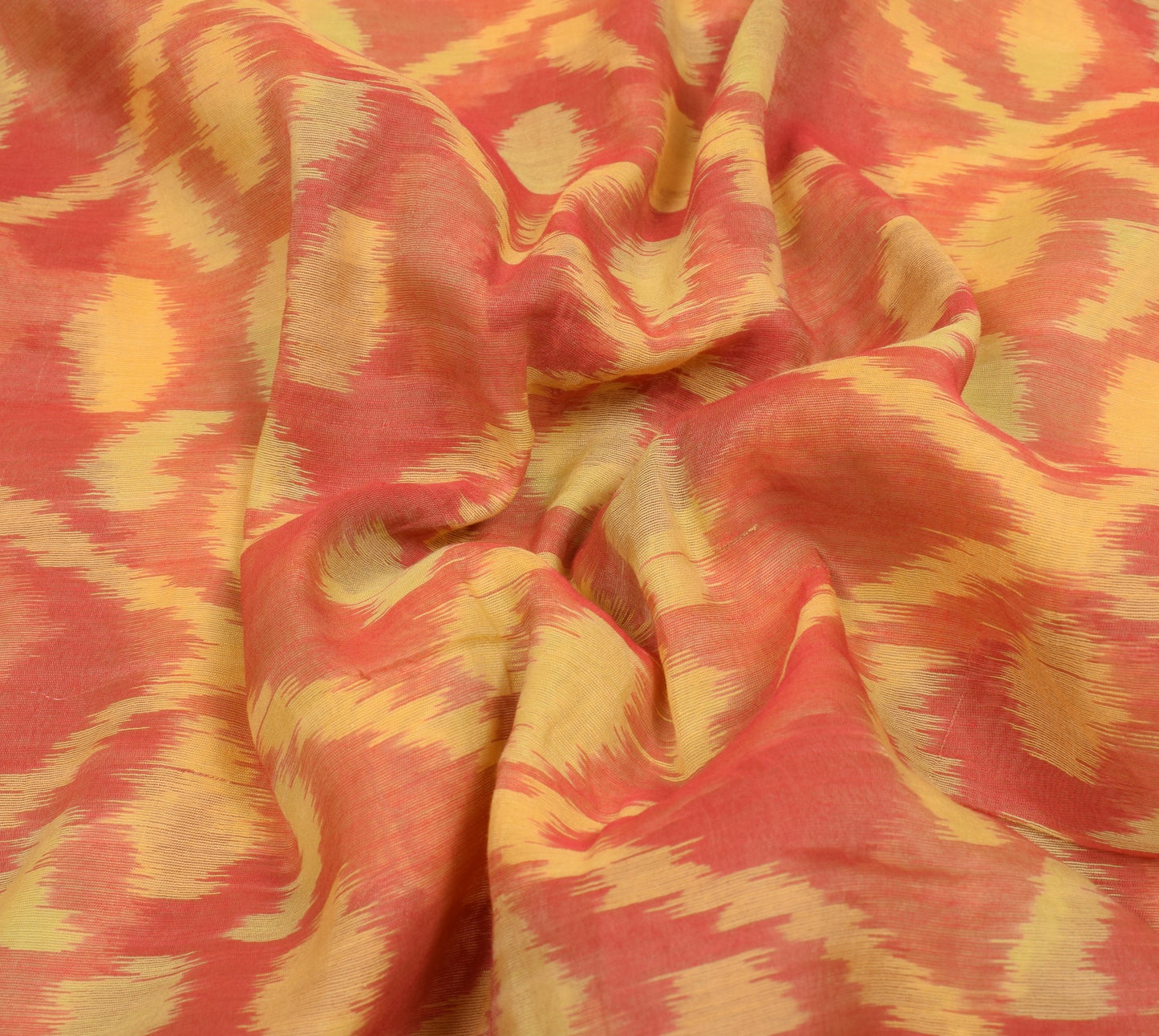 Sushila Vintage Red Saree 100% Pure Cotton Silk Hand Woven Pochampally Ikat Sari