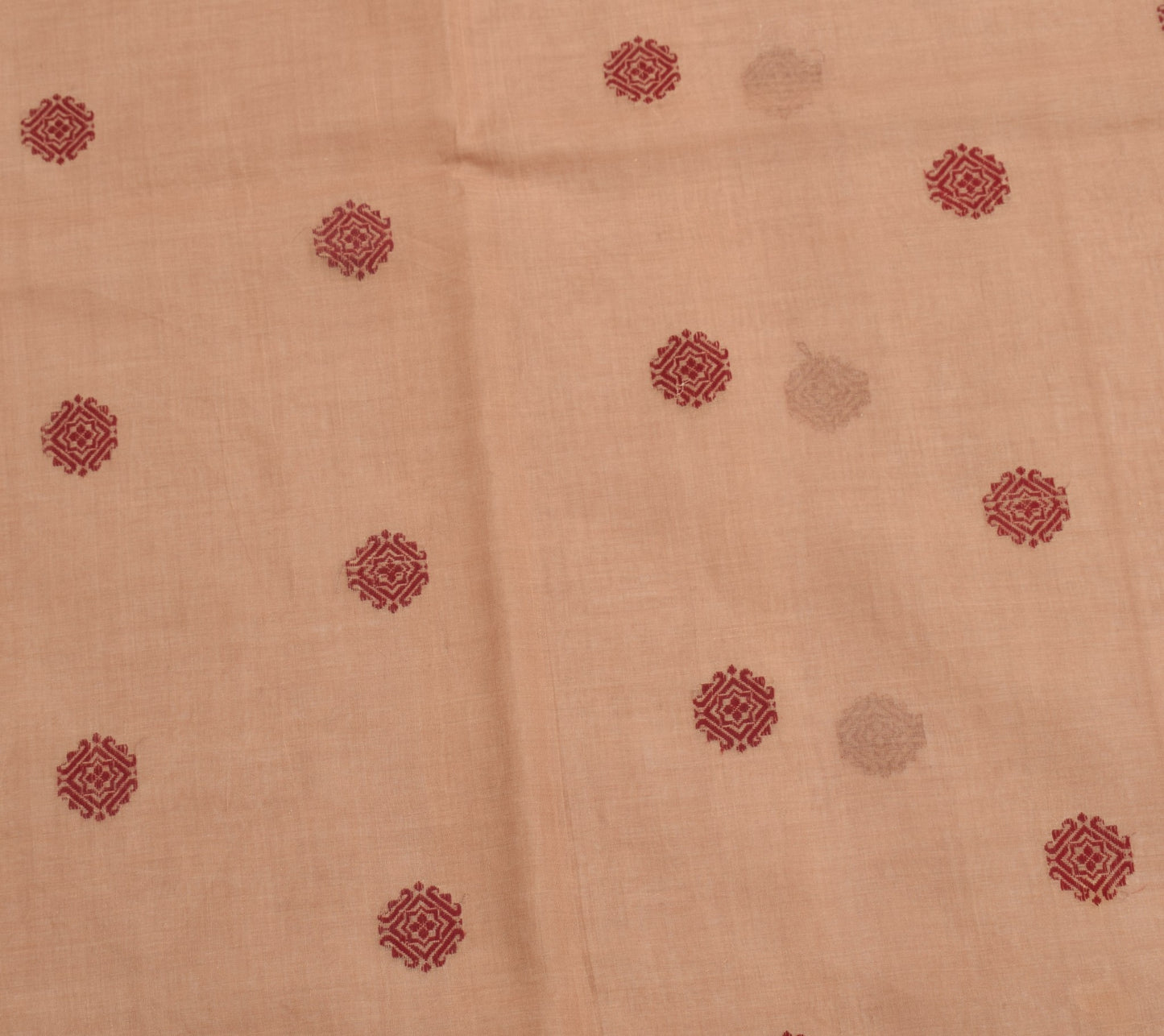 Sushila Vintage Brown Hand Woven Saree 100% Pure Cotton Floral Sari Craft Fabric