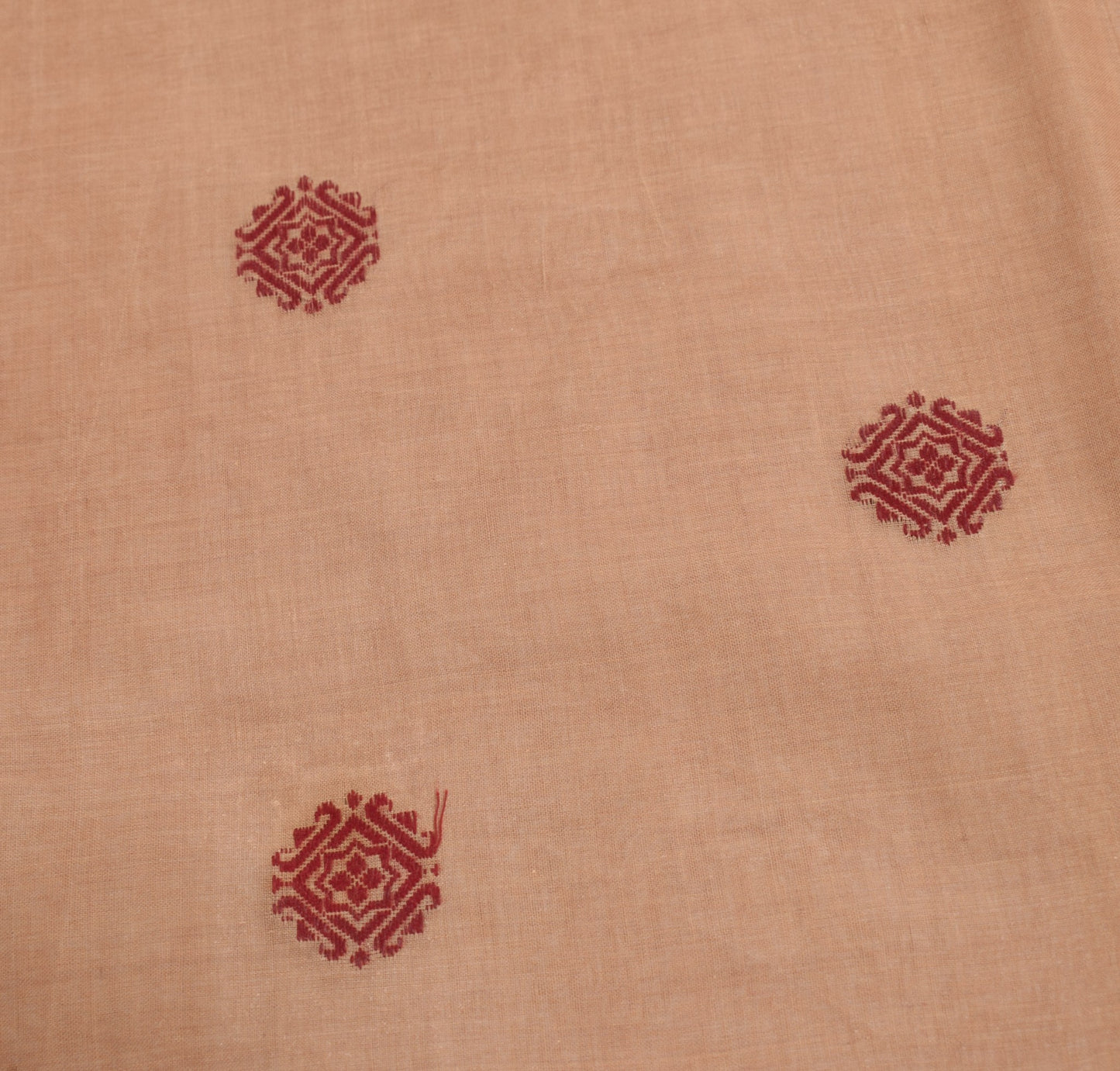 Sushila Vintage Brown Hand Woven Saree 100% Pure Cotton Floral Sari Craft Fabric