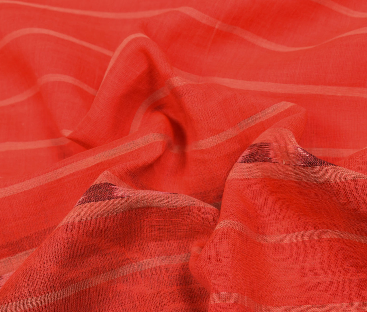 Sushila Vintage Sambalpuri Ikat Sarees Handwoven Pure Cotton Red Sari 5YD Fabric