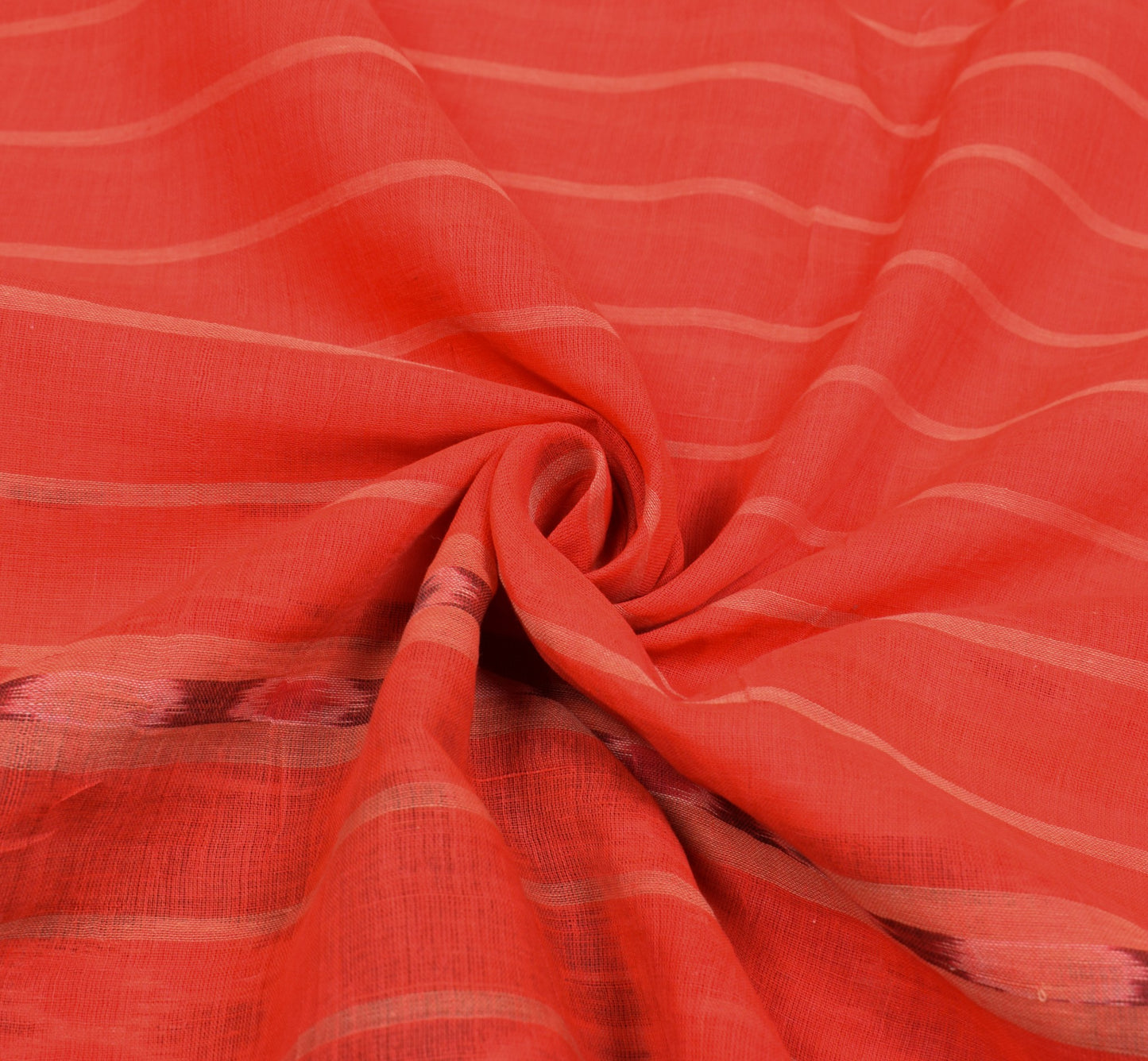 Sushila Vintage Sambalpuri Ikat Sarees Handwoven Pure Cotton Red Sari 5YD Fabric
