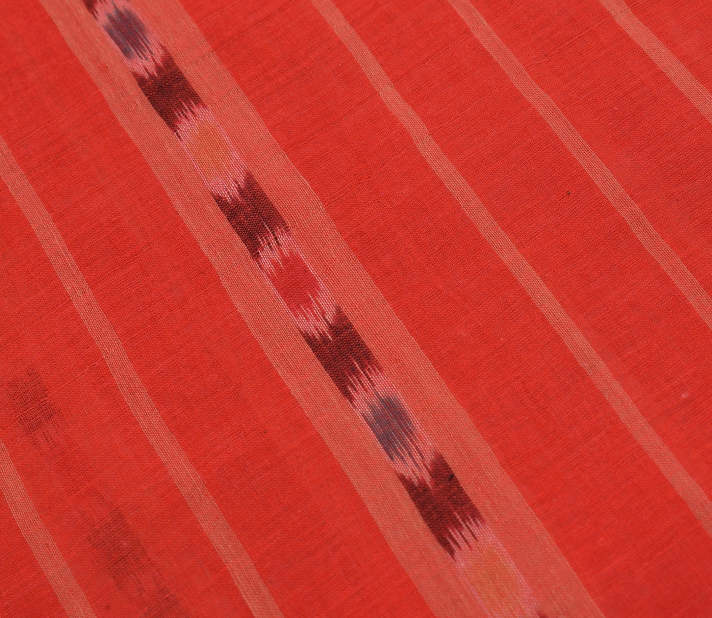 Sushila Vintage Sambalpuri Ikat Sarees Handwoven Pure Cotton Red Sari 5YD Fabric