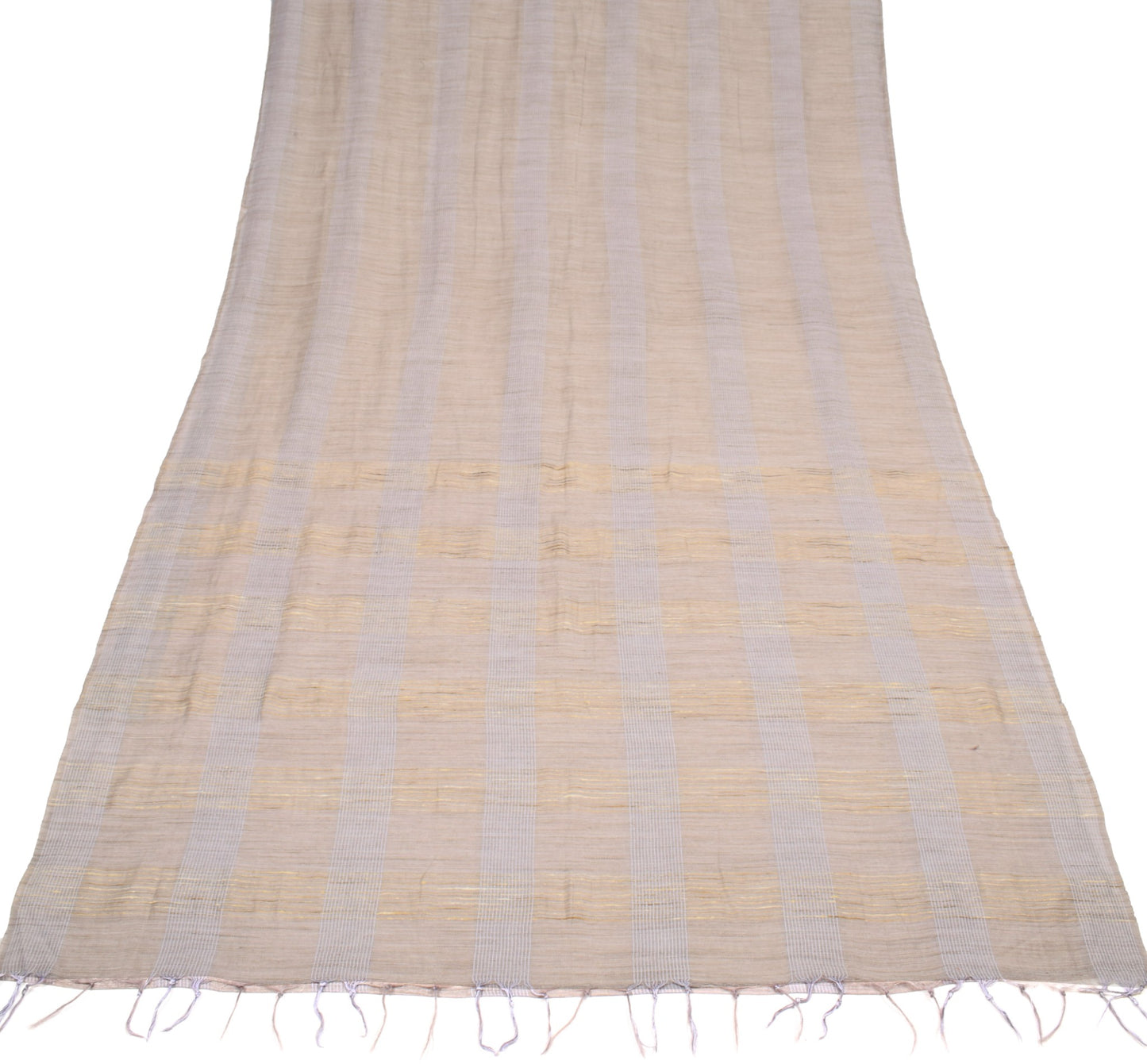 Sushila Vintage Pure Khadi Linen Saree Gray Premium Handloom Woven Sari Fabric