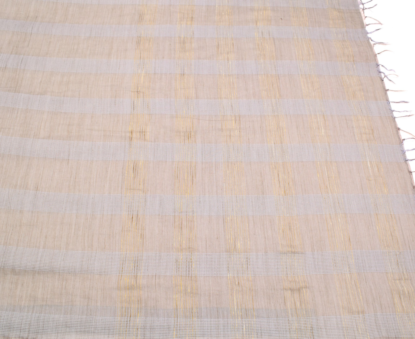 Sushila Vintage Pure Khadi Linen Saree Gray Premium Handloom Woven Sari Fabric