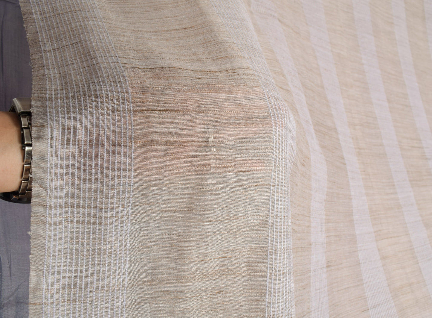 Sushila Vintage Pure Khadi Linen Saree Gray Premium Handloom Woven Sari Fabric