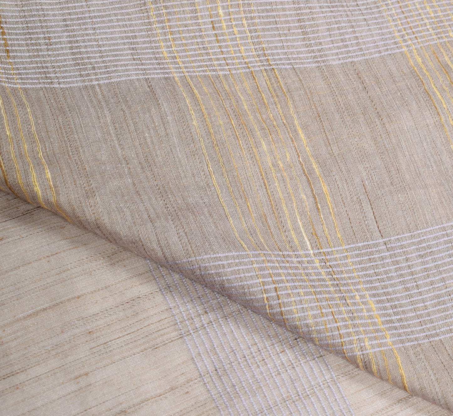 Sushila Vintage Pure Khadi Linen Saree Gray Premium Handloom Woven Sari Fabric
