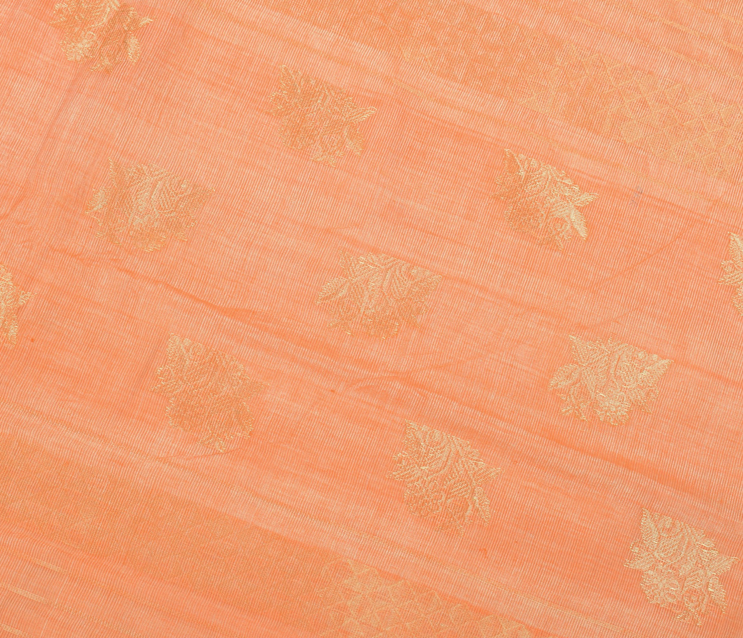 Sushila Vintage Cream Saree ZariWoven Orange Border Pallu Pure Cotton Silk Sari