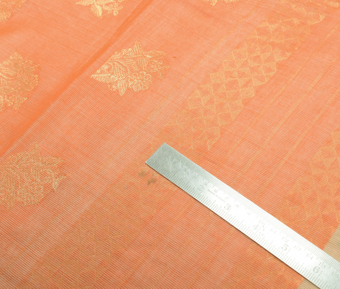 Sushila Vintage Cream Saree ZariWoven Orange Border Pallu Pure Cotton Silk Sari