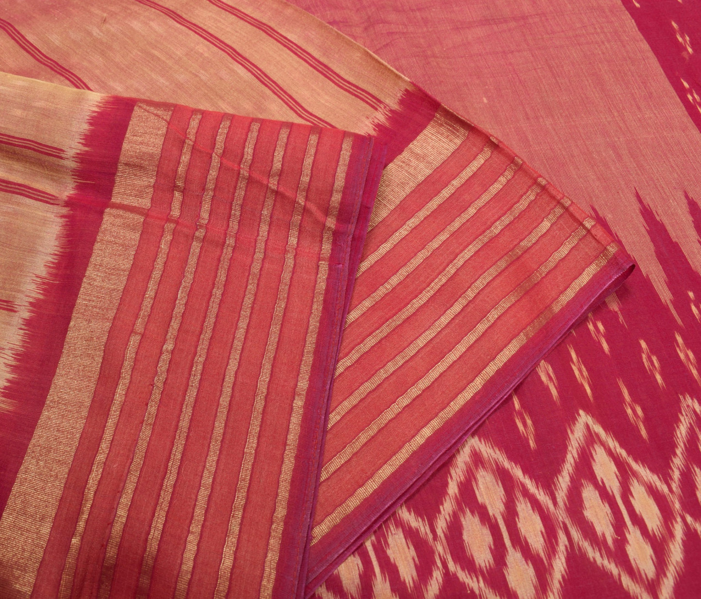Sushila Vintage Brown Saree Pure Cotton Silk Hand Woven Pochampally Ikat Sari