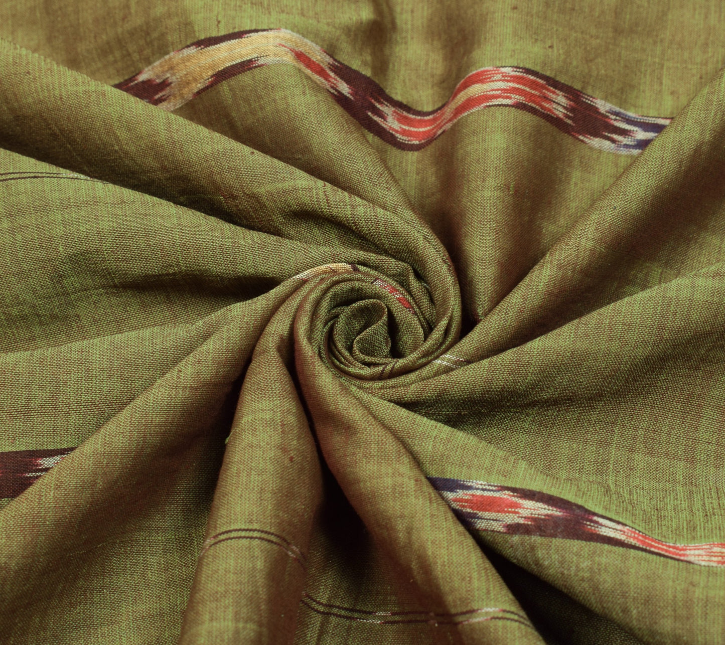 Sushila Vintage Sambalpuri Ikat Saree Pure Cotton Silk Hand Woven Green Fabric