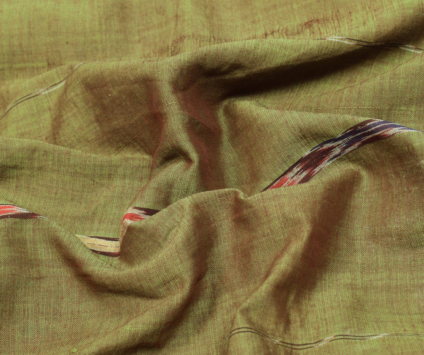 Sushila Vintage Sambalpuri Ikat Saree Pure Cotton Silk Hand Woven Green Fabric