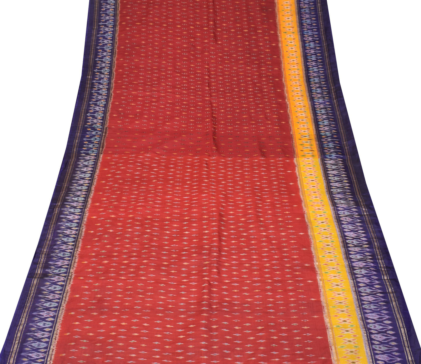 Sushila Vintage Maroon Saree Pure Silk Hand Woven Ikat Patola Rare Sari Fabric