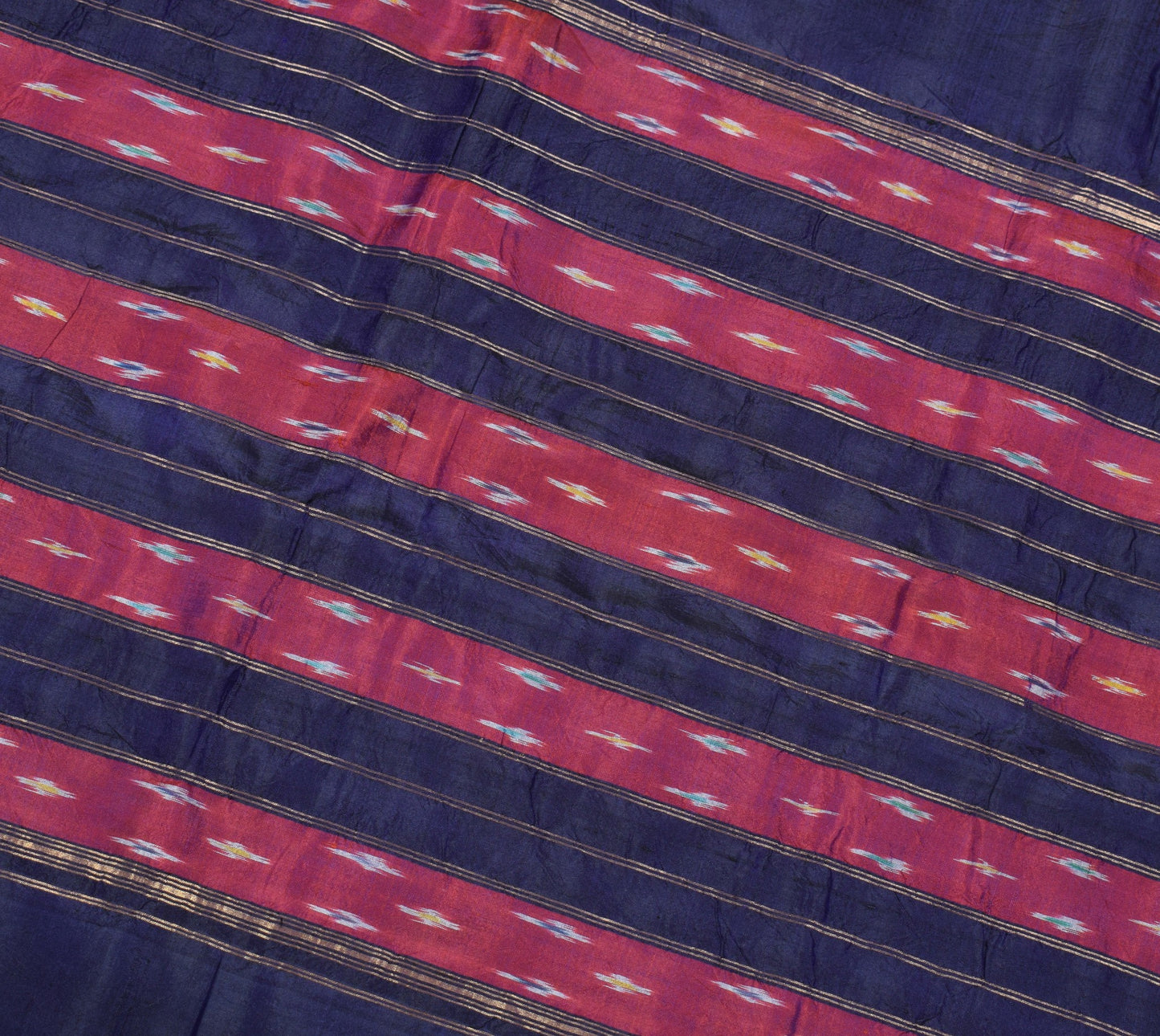 Sushila Vintage Maroon Saree Pure Silk Hand Woven Ikat Patola Rare Sari Fabric