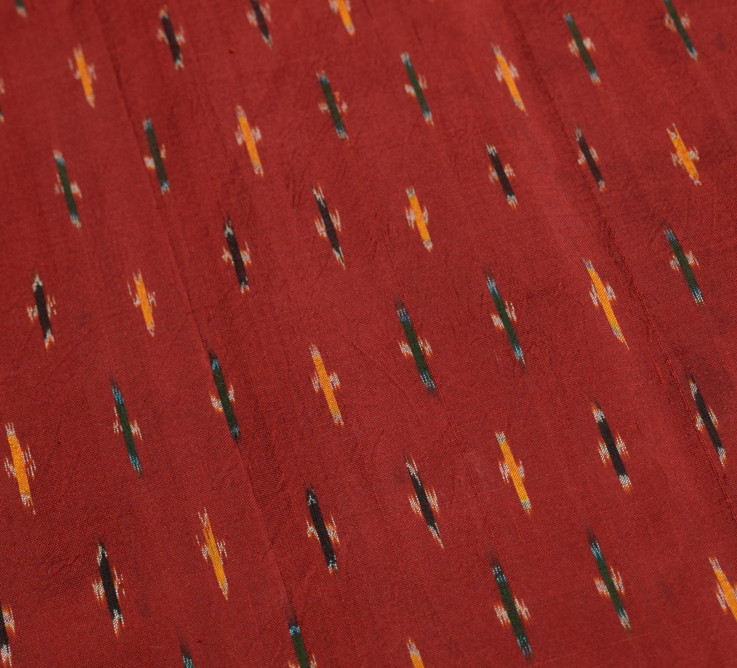 Sushila Vintage Maroon Saree Pure Silk Hand Woven Ikat Patola Rare Sari Fabric
