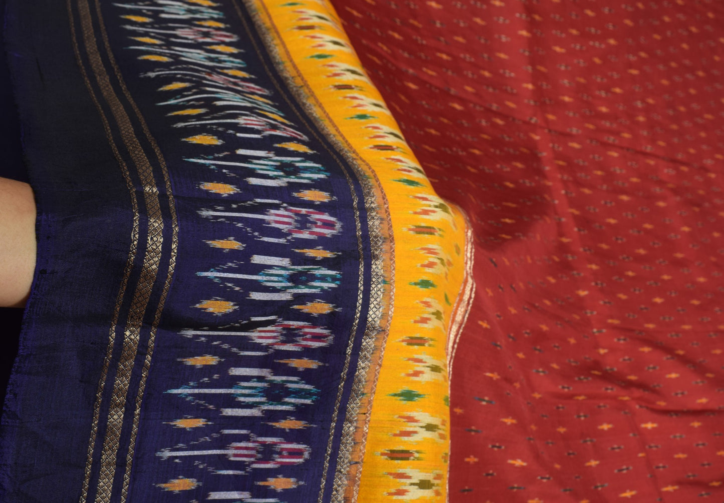 Sushila Vintage Maroon Saree Pure Silk Hand Woven Ikat Patola Rare Sari Fabric