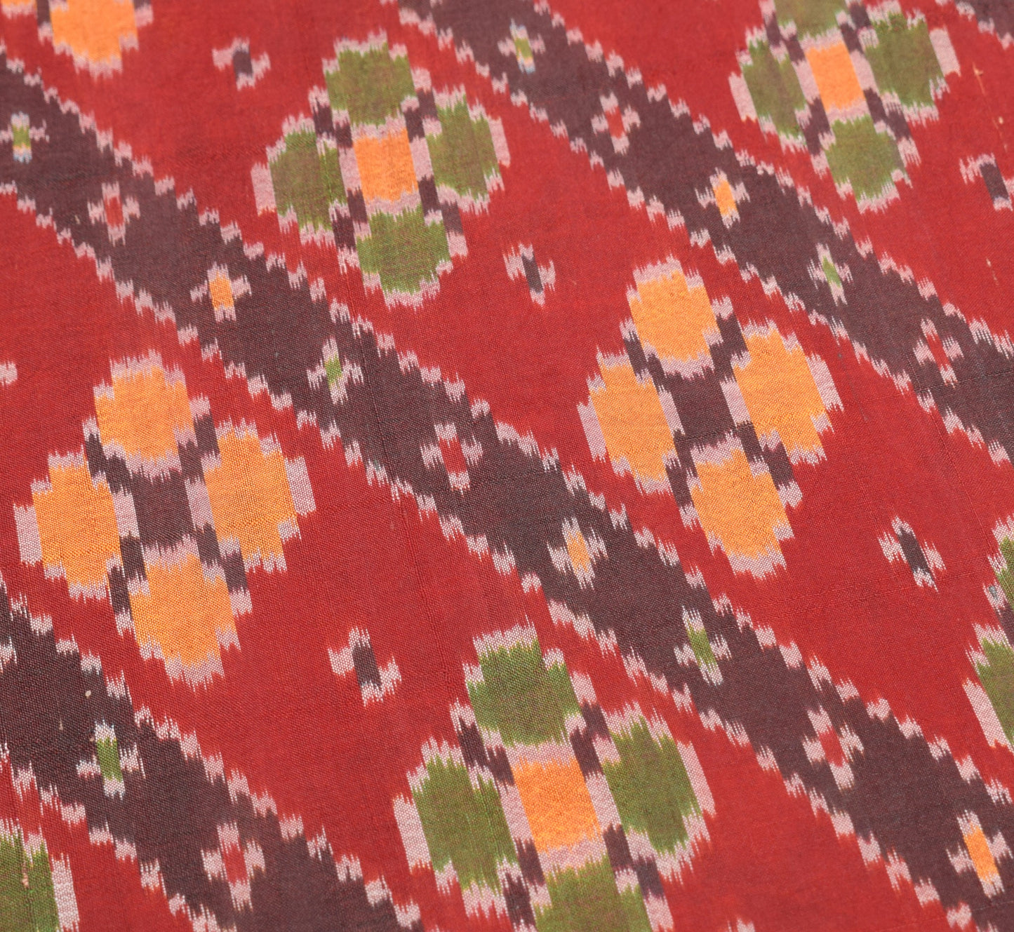 Sushila Vintage Maroon Saree Pure Silk Hand Woven Ikat Patola Rare Sari Fabric