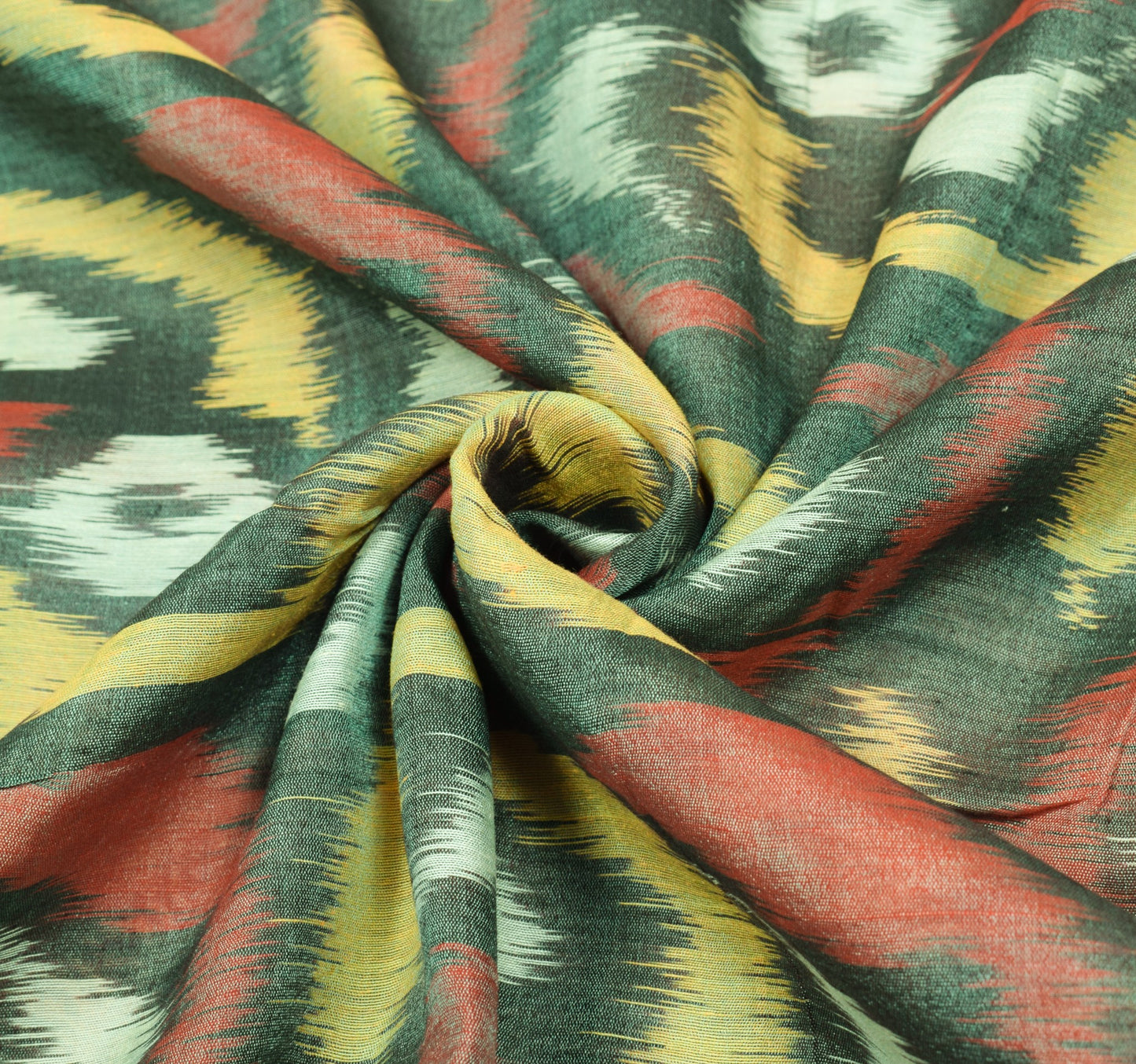 Sushila Vintage Pochampally Ikat Saree with Broad Zari Border Green Sari Fabric