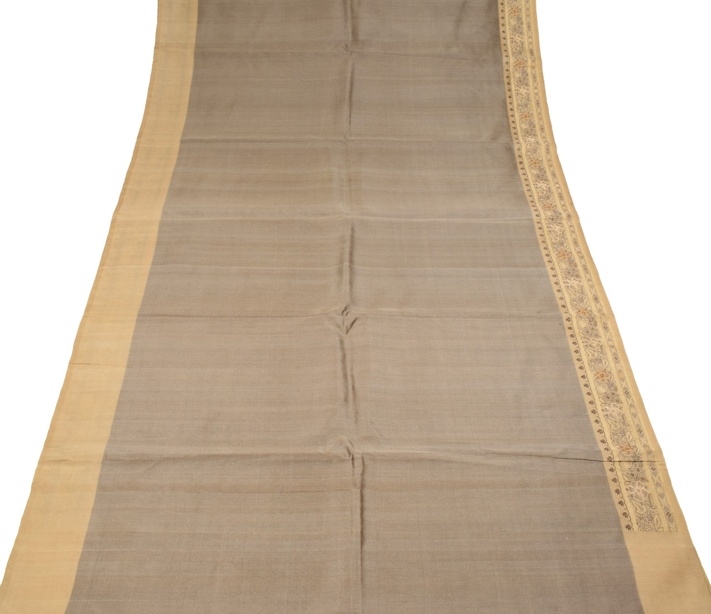 Sushila Vintage Mauve Saree with Brown Border Pallu Pure Silk Sari Craft Fabric