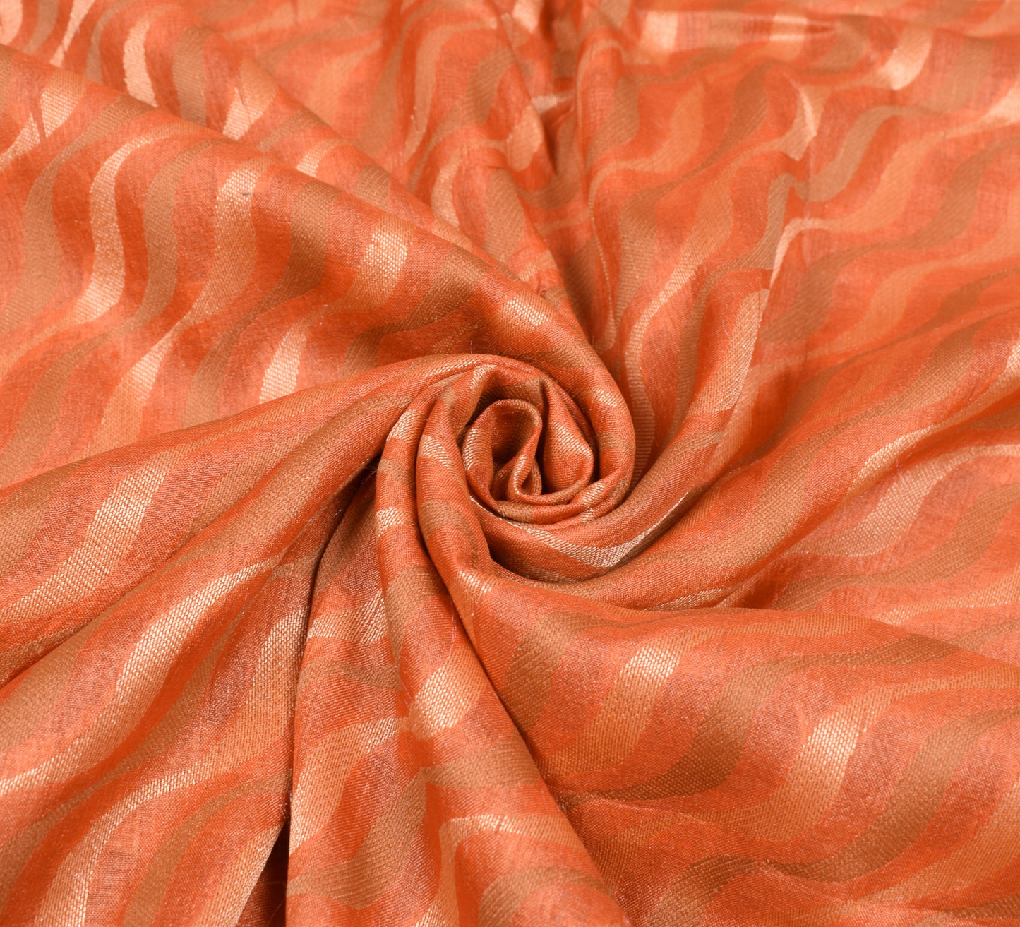 Sushila Vintage Pure Tussar Silk Saree Laheriya Woven Orange Soft Sari Fabric
