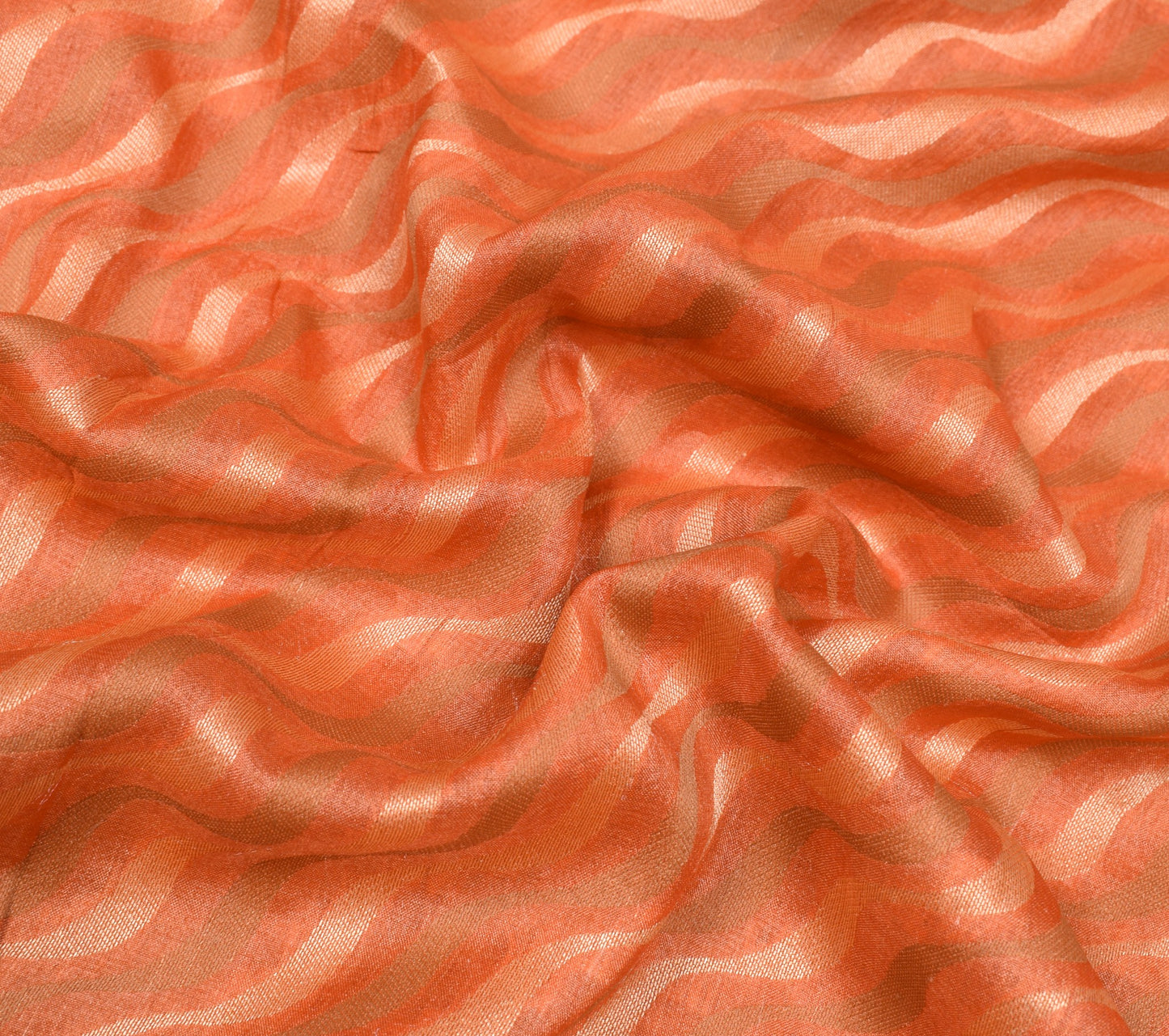 Sushila Vintage Pure Tussar Silk Saree Laheriya Woven Orange Soft Sari Fabric