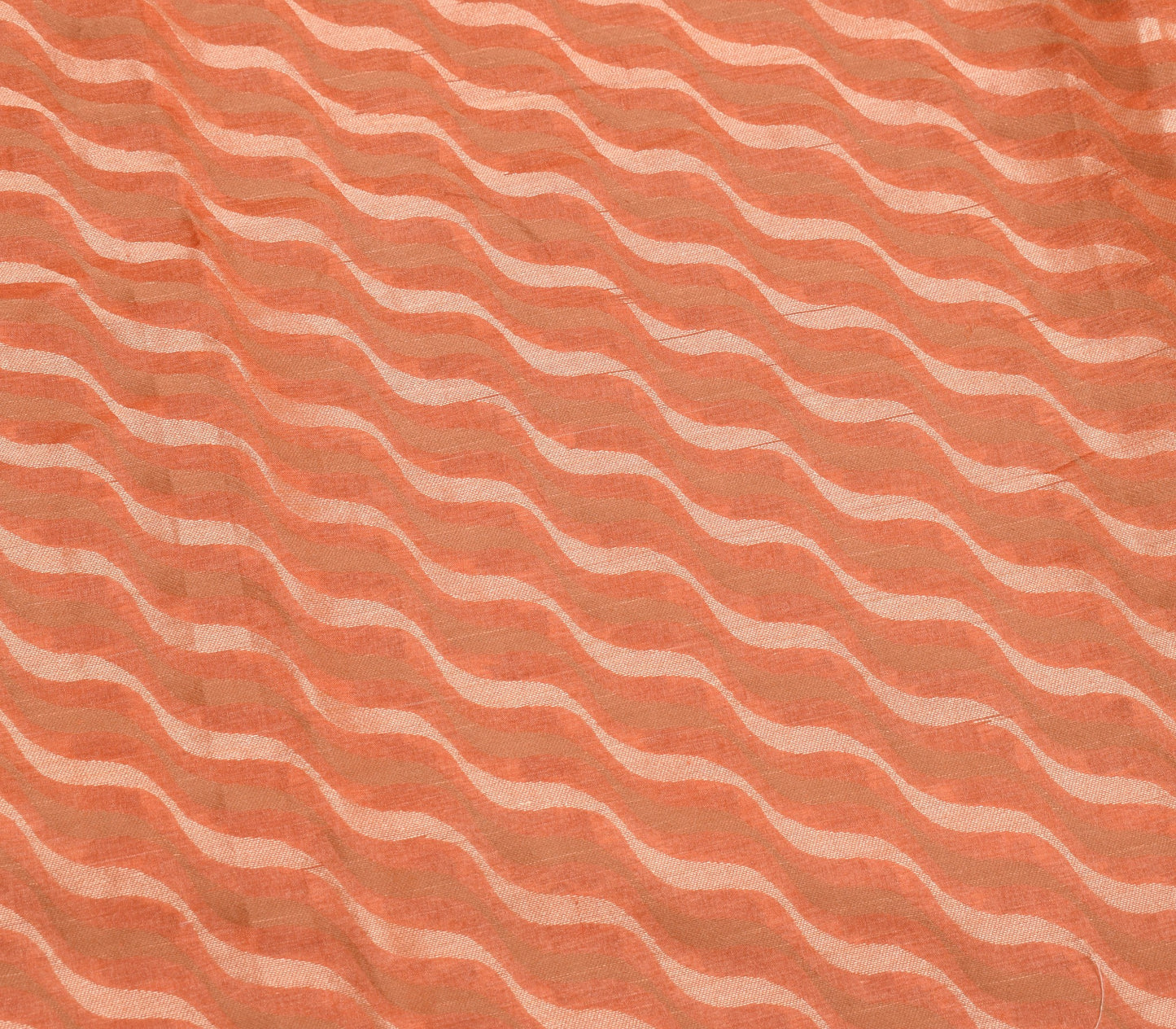 Sushila Vintage Pure Tussar Silk Saree Laheriya Woven Orange Soft Sari Fabric