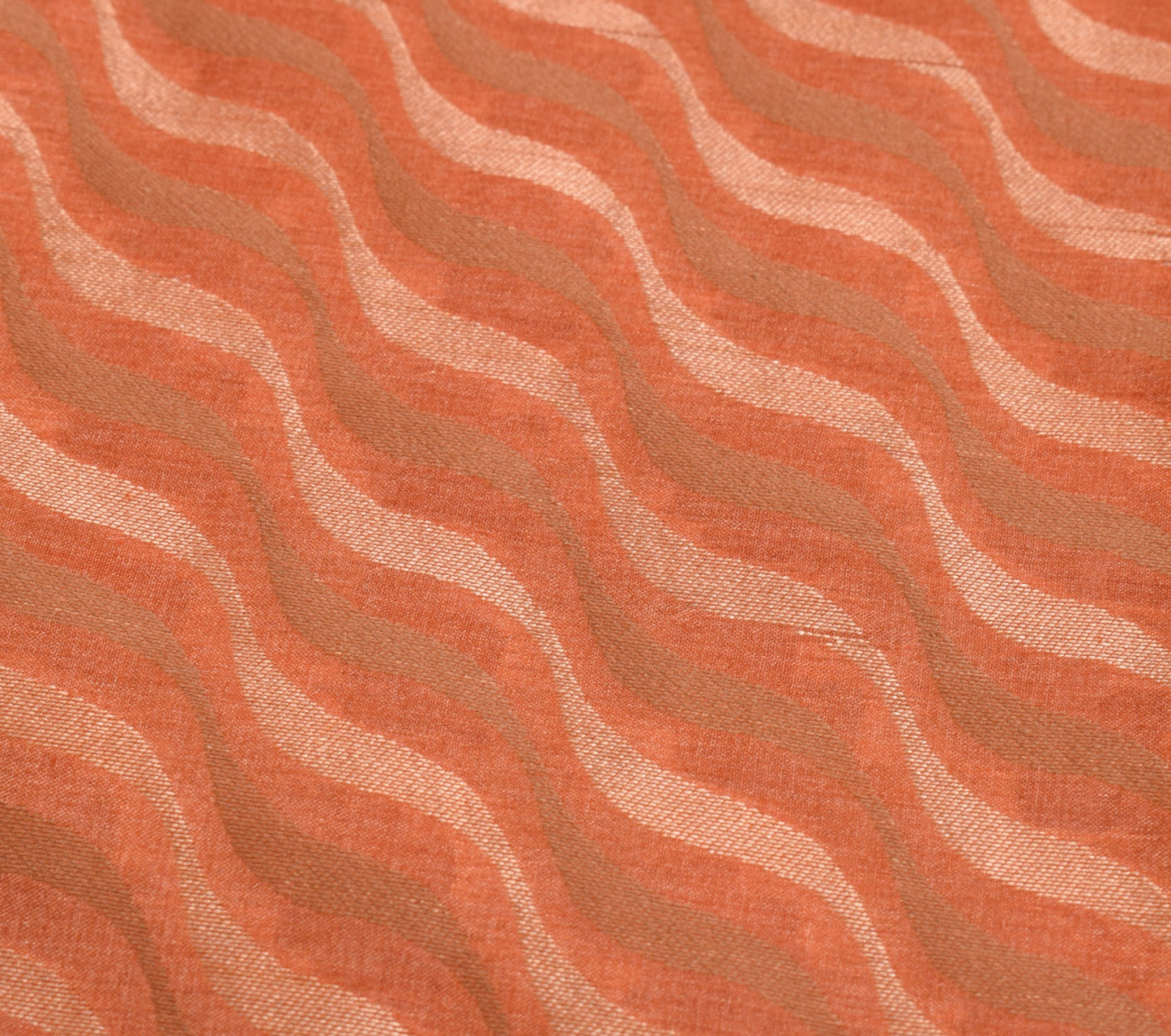 Sushila Vintage Pure Tussar Silk Saree Laheriya Woven Orange Soft Sari Fabric