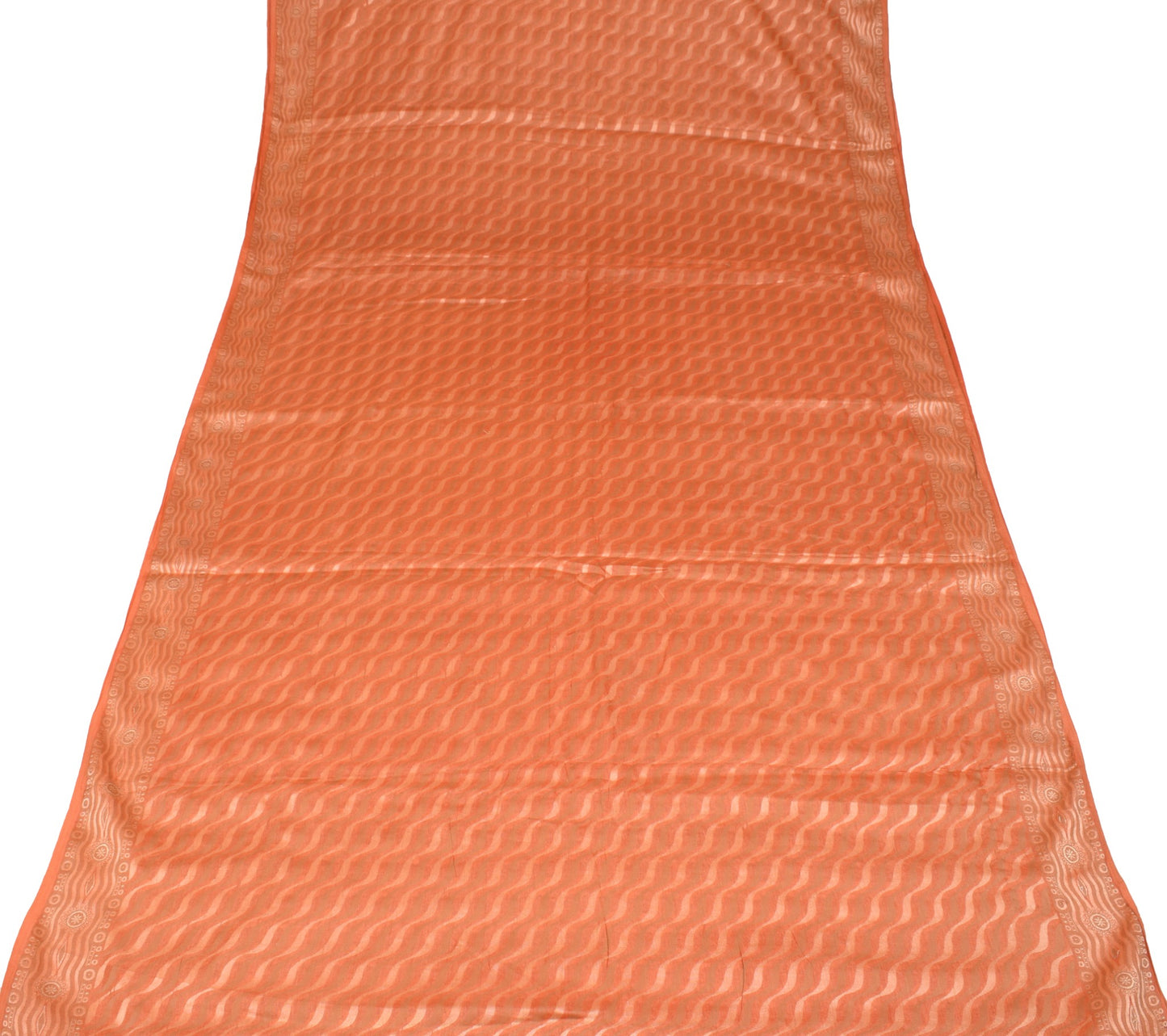 Sushila Vintage Pure Tussar Silk Saree Laheriya Woven Orange Soft Sari Fabric