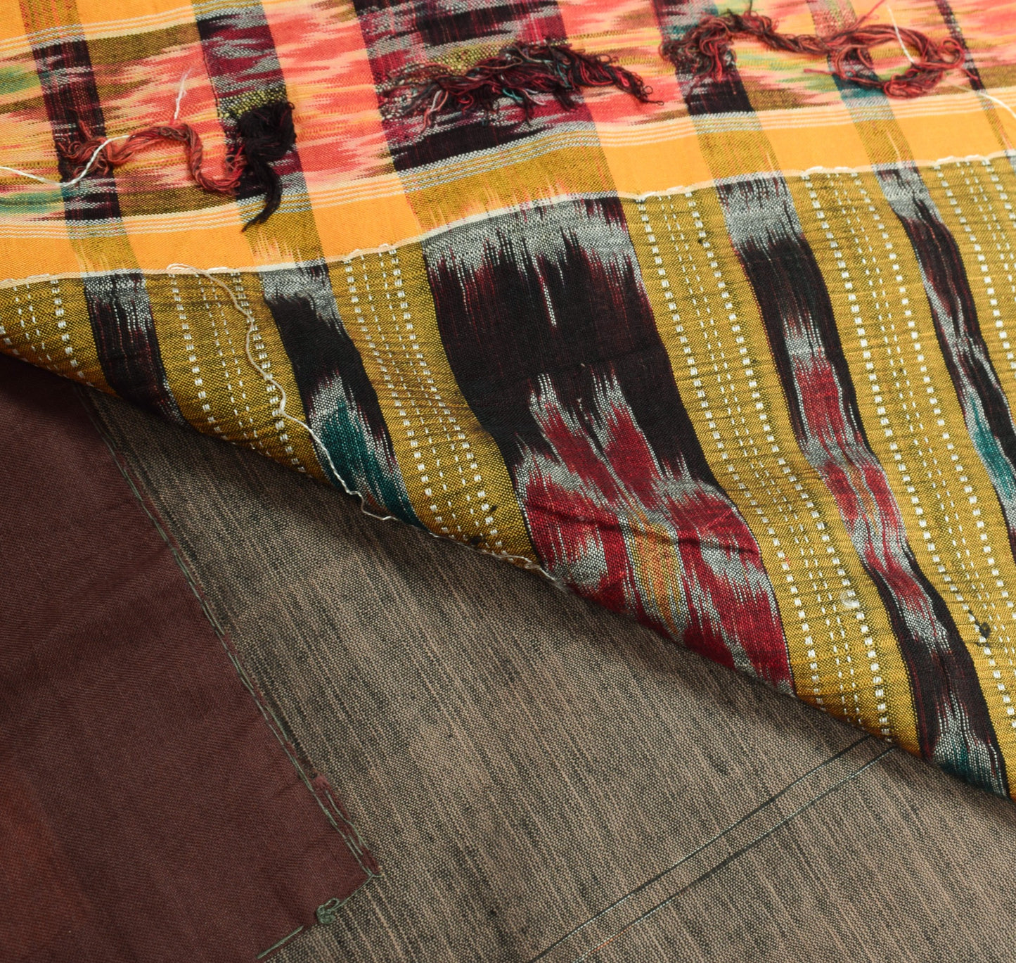 Sushila Vintage Brown Saree Pure Cotton Handloom Sambalpuri Ikat Sari Fabric