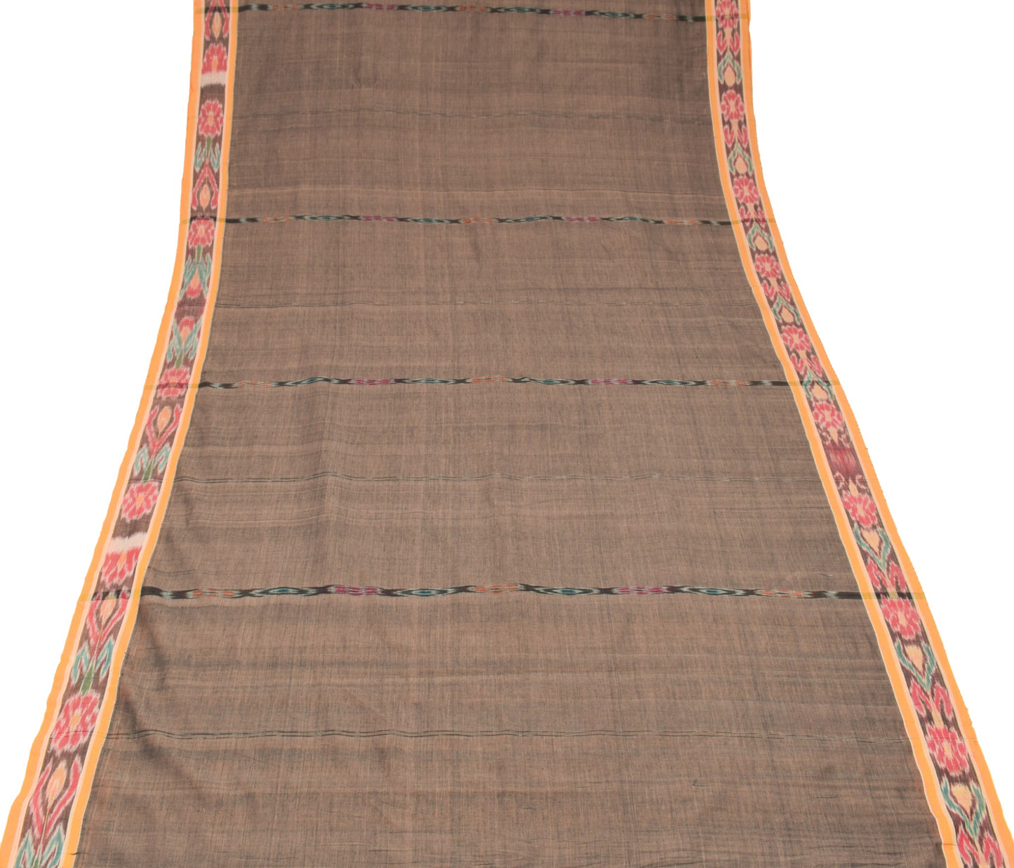 Sushila Vintage Brown Saree Pure Cotton Handloom Sambalpuri Ikat Sari Fabric