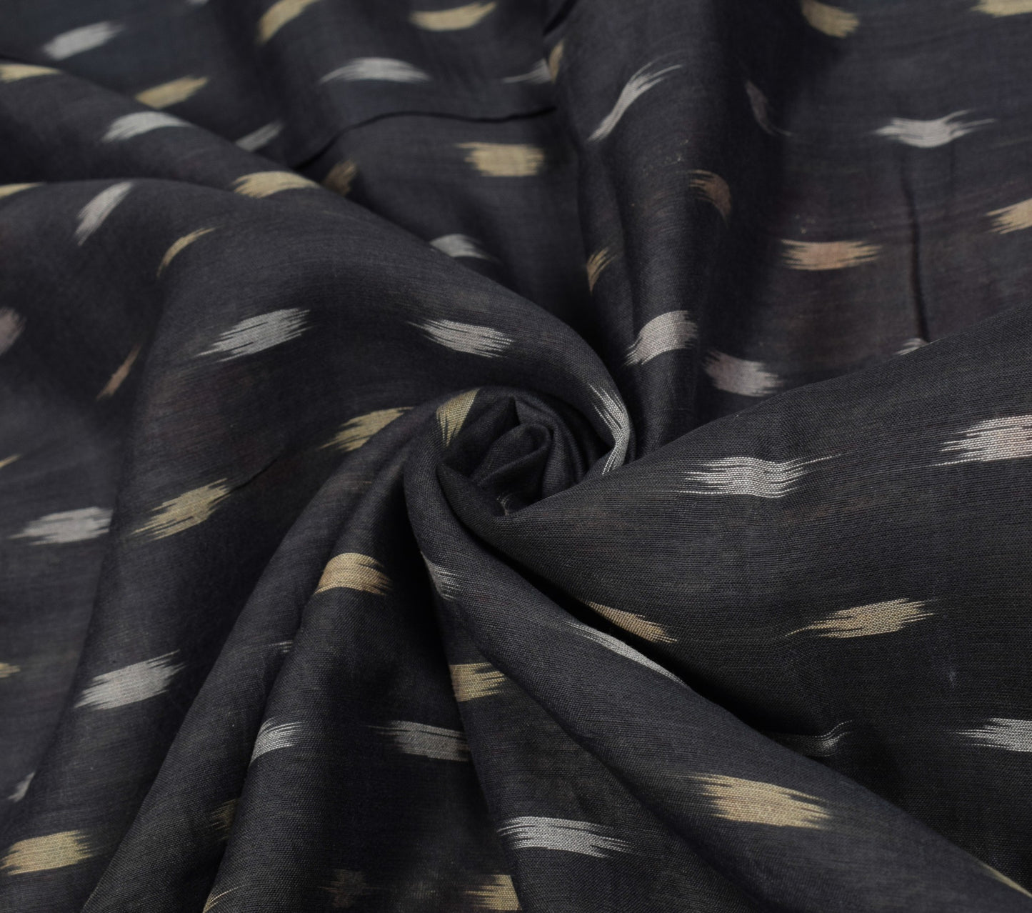 Sushila Vintage Black Pure Cotton Silk Saree Zari Border Pochampally Ikat Sari