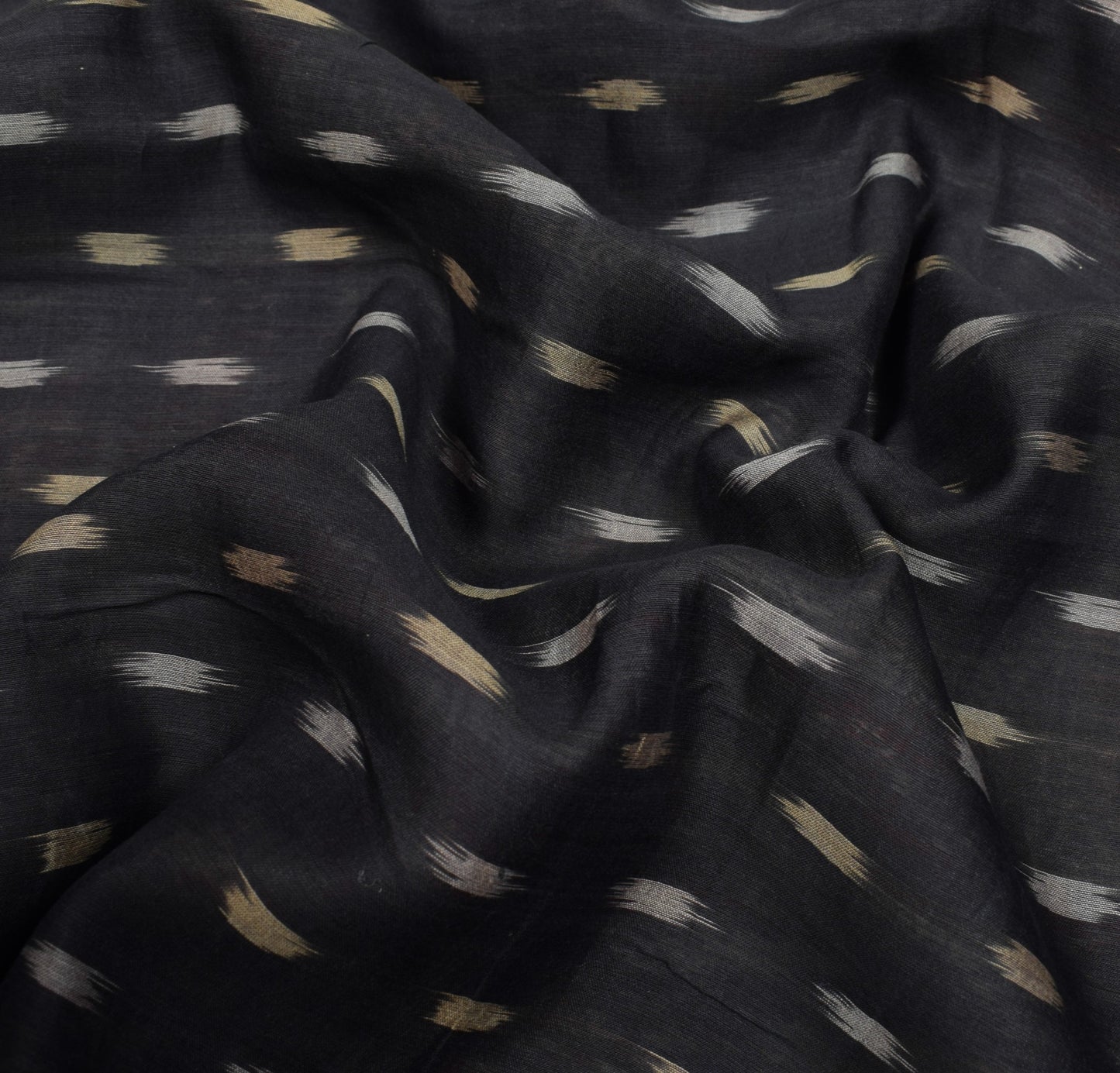 Sushila Vintage Black Pure Cotton Silk Saree Zari Border Pochampally Ikat Sari