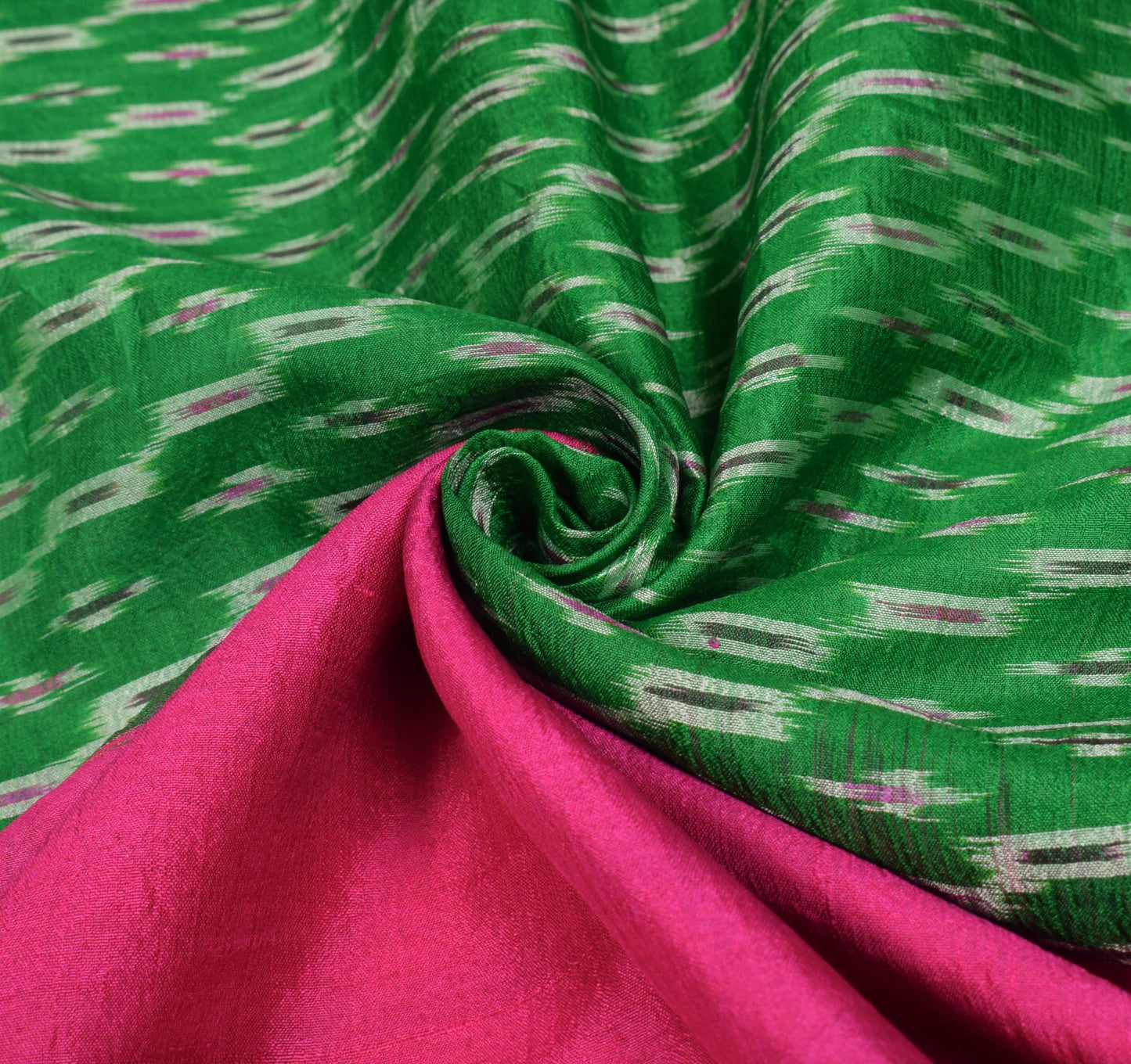 Sushila Vintage  Pochampally Ikat Saree Hand Woven Green Magenta Pure Silk Sari