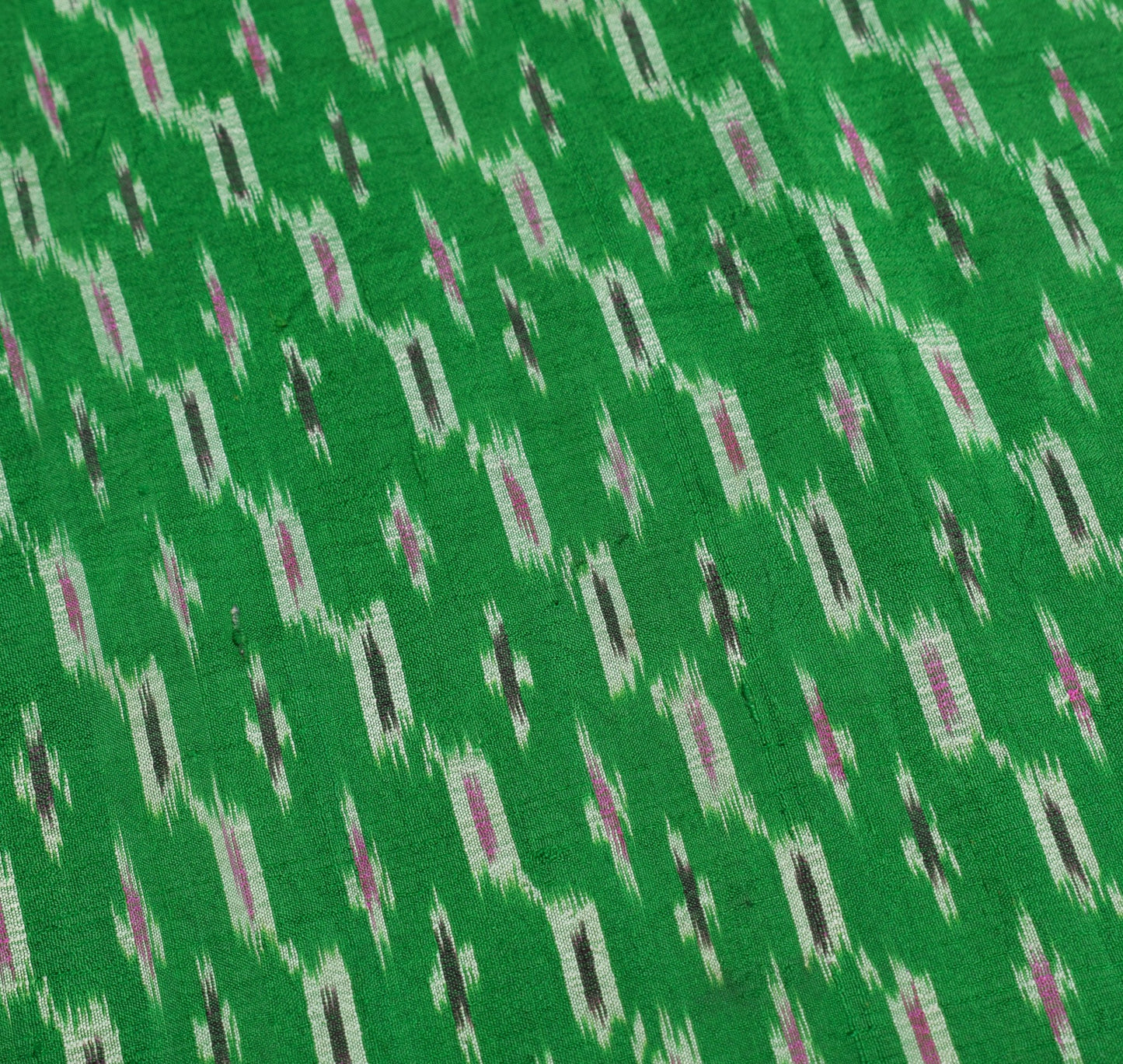 Sushila Vintage  Pochampally Ikat Saree Hand Woven Green Magenta Pure Silk Sari